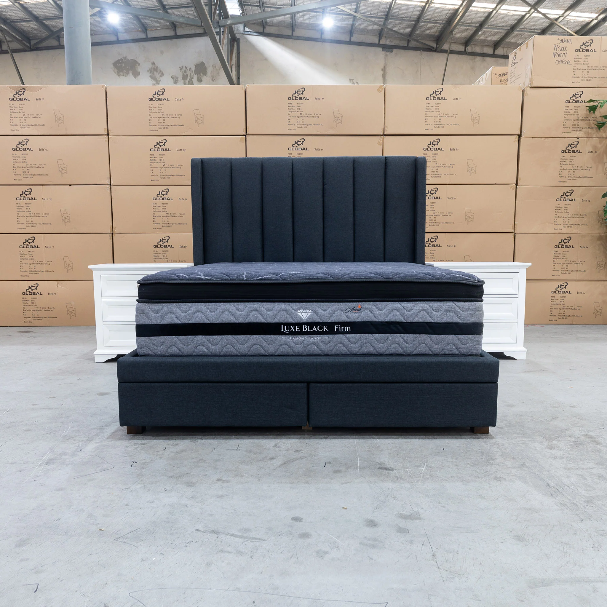Chester King Fabric Storage Bed - Charcoal - Image 8