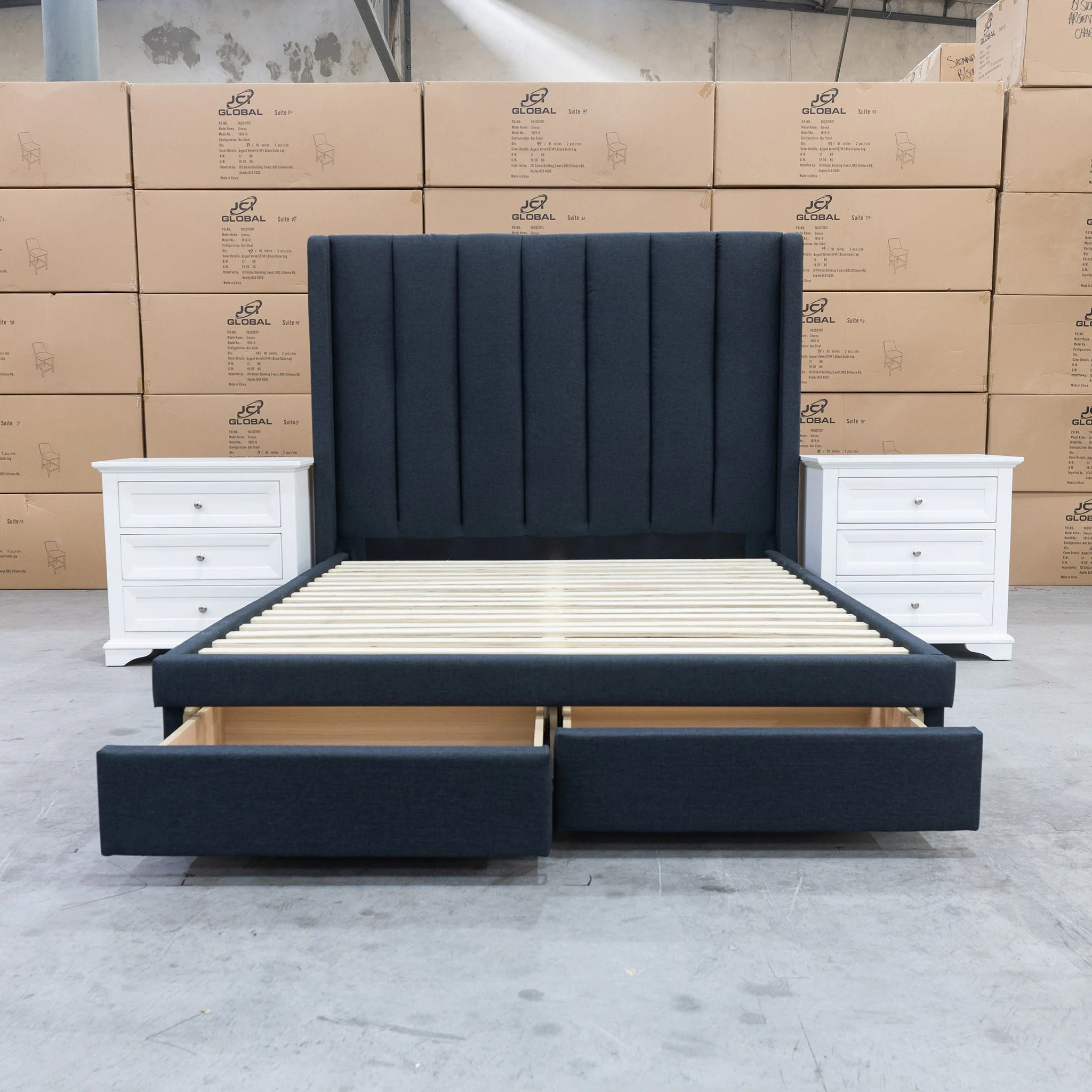 Chester Queen Fabric Storage Bed - Charcoal - Image 7