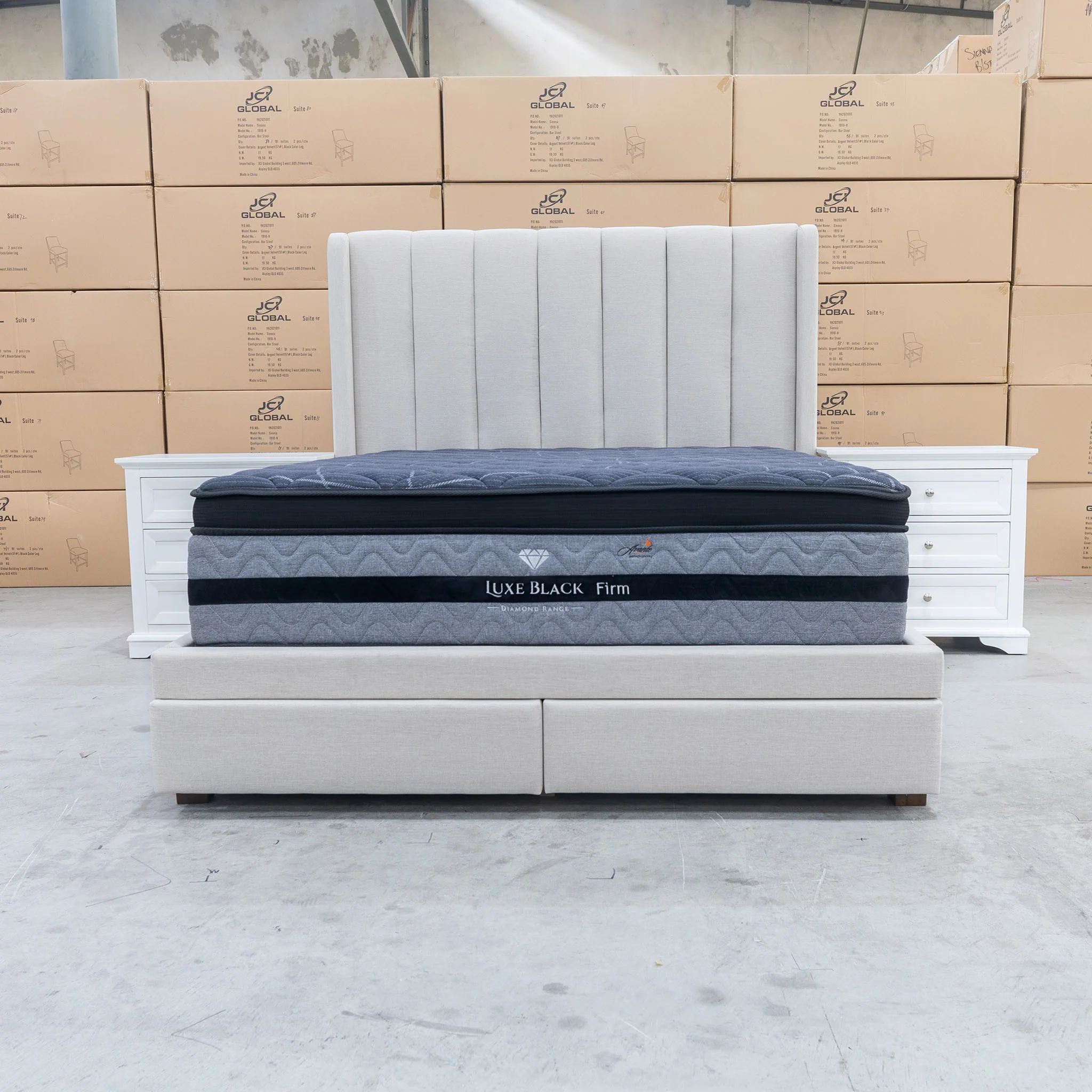 Chester Queen Fabric Storage Bed - Oat White - Image 7