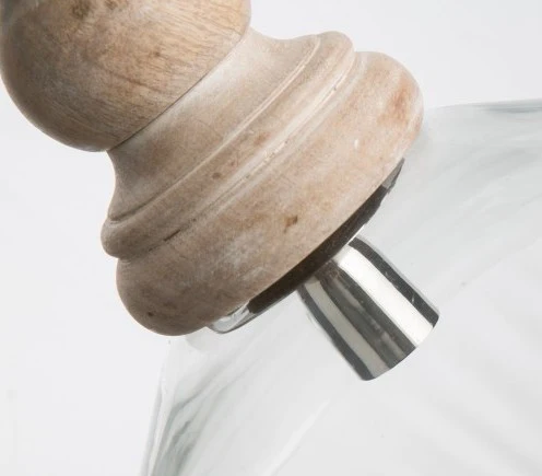 Clear Glass Pendant Antique Light with Wood Finial  - Natural/Clear - VE25 - Available In-Store Only - Image 2