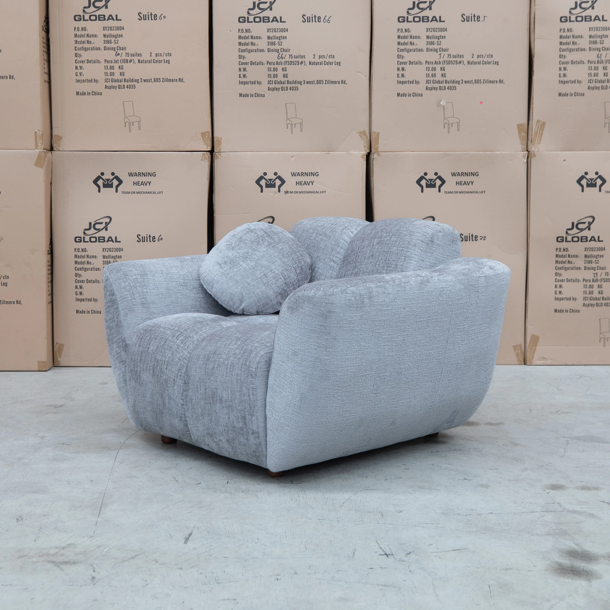Cloud Plush Fabric Single Armchair - Slate - Image 3