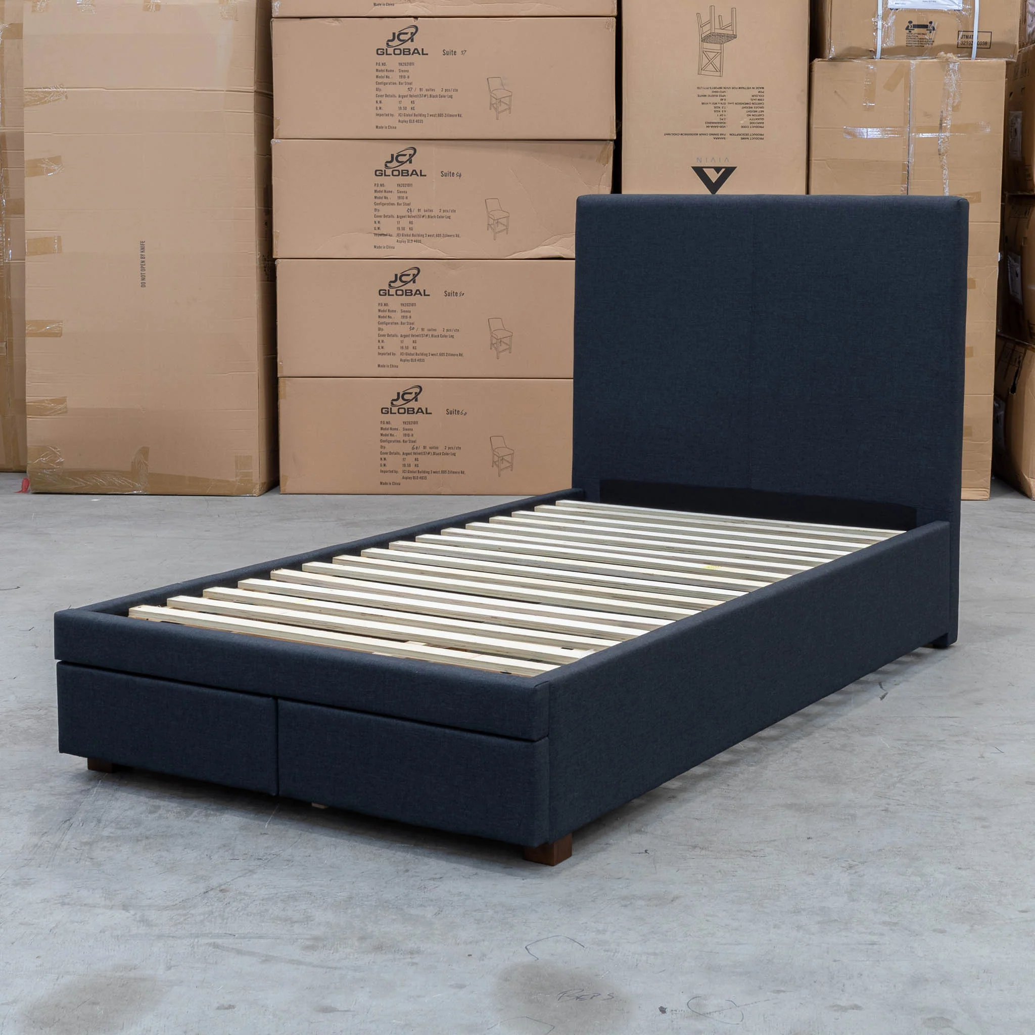 Cooper King Single Fabric Storage Bed - Charcoal - Available After 13th March - Image 6