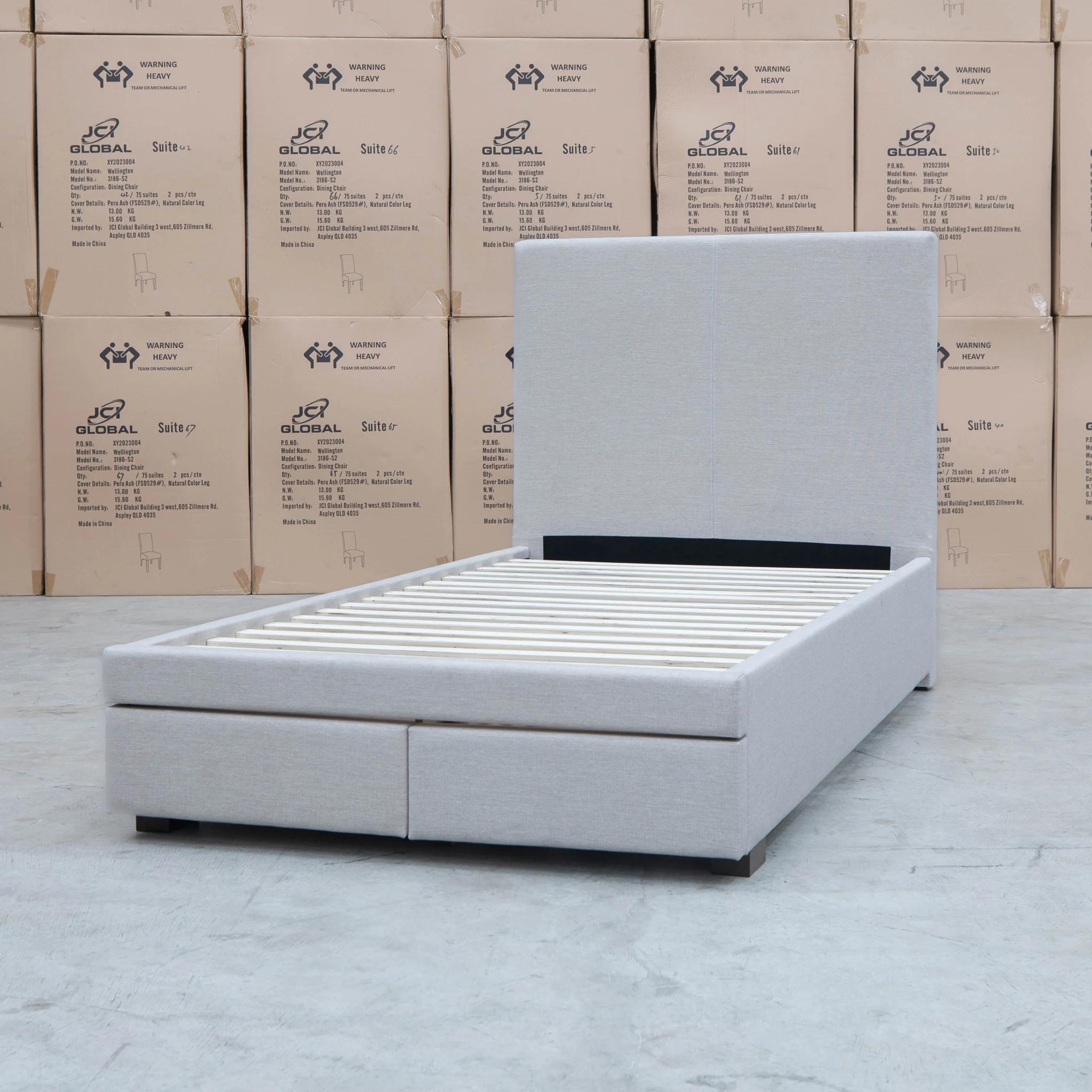 Cooper King Single Fabric Storage Bed - Oat White - Available After 13th March - Image 6