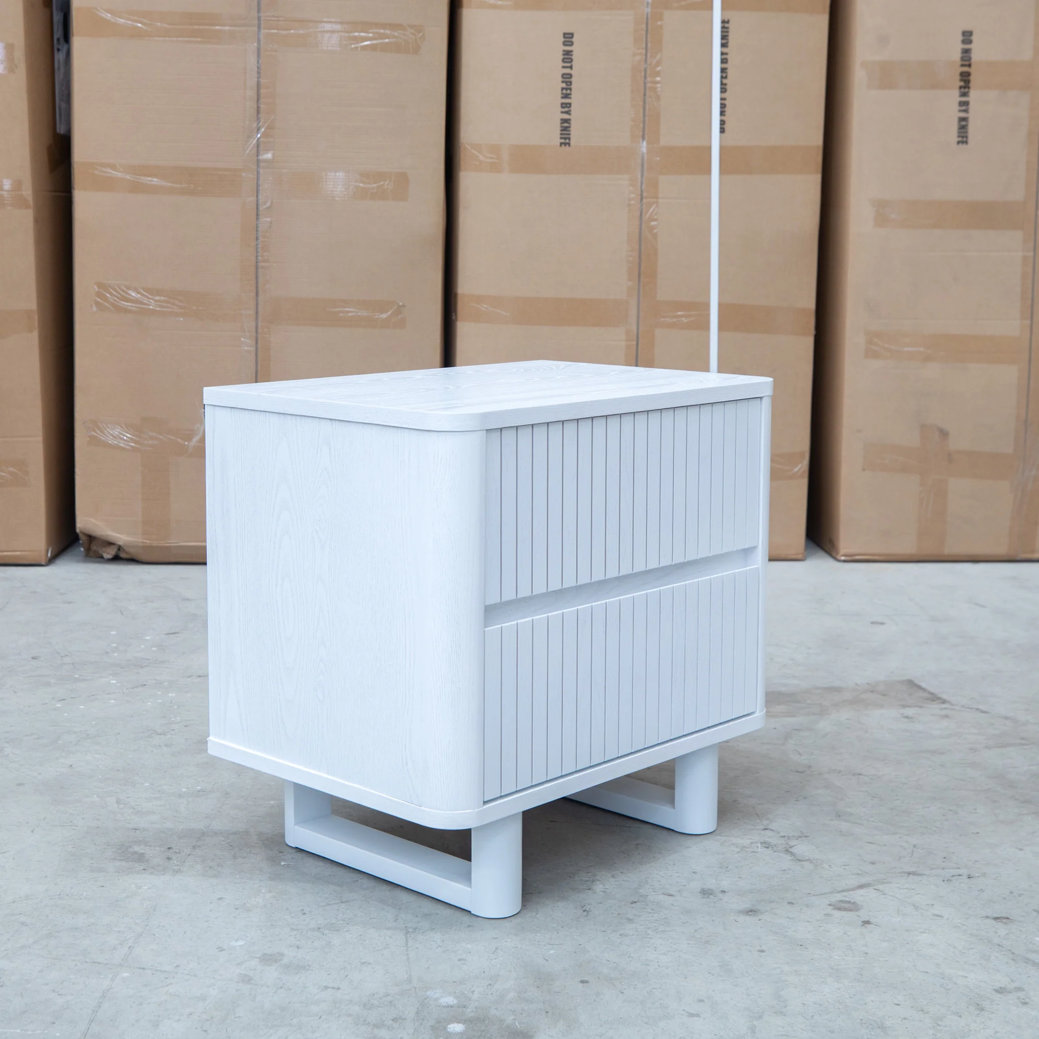 Cooper Two Drawer White Ash Bedside - White - Image 3