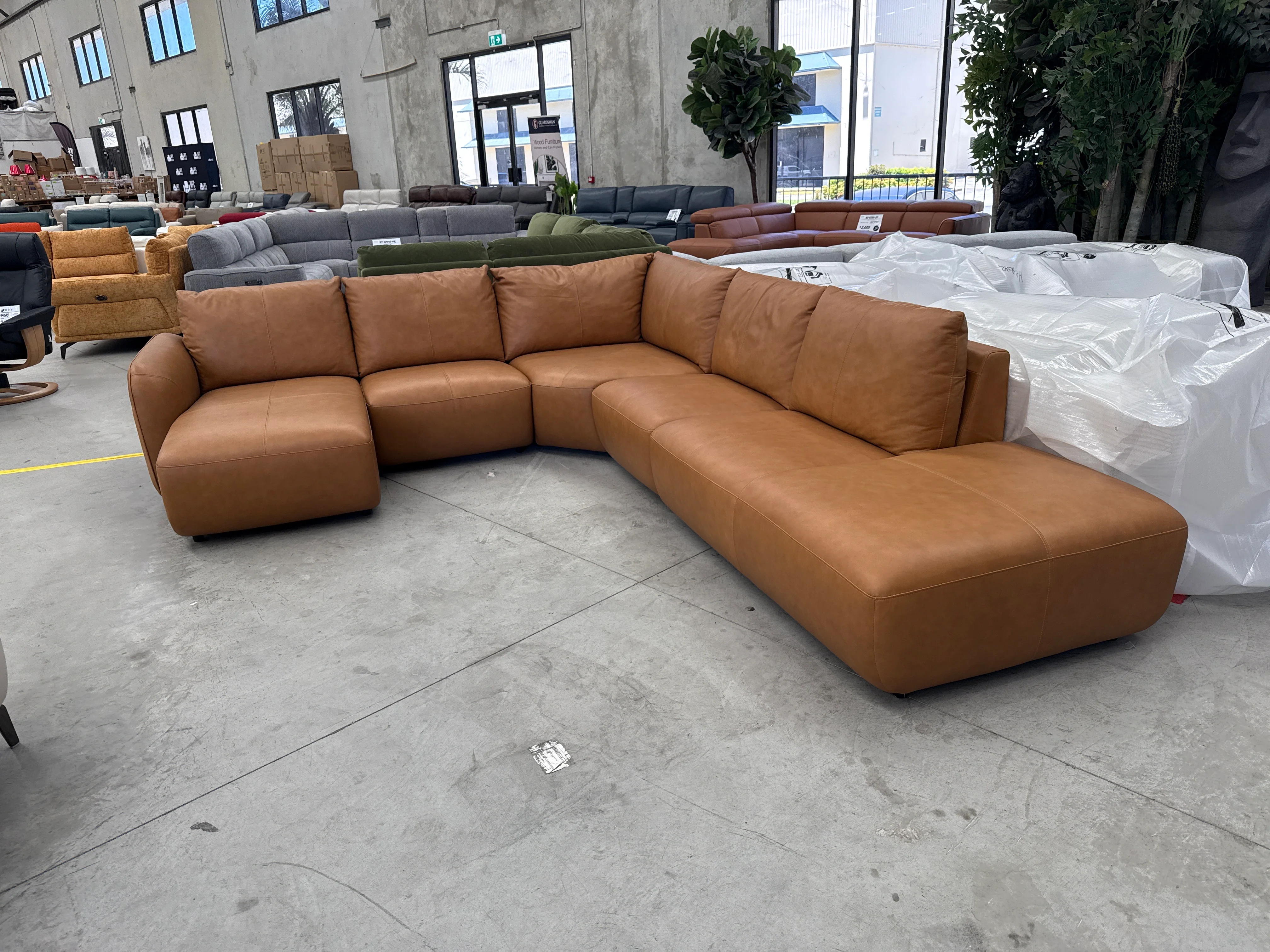 COR-A6327 Modular Corner Suite with Double Chaise - Tan - Floor Stock