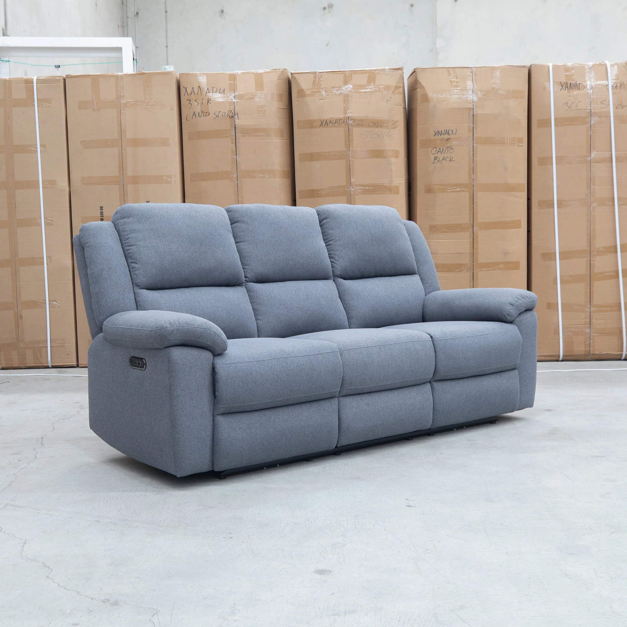 Coral Three Seat Electric Reclining Lounge - Slate - Image 5