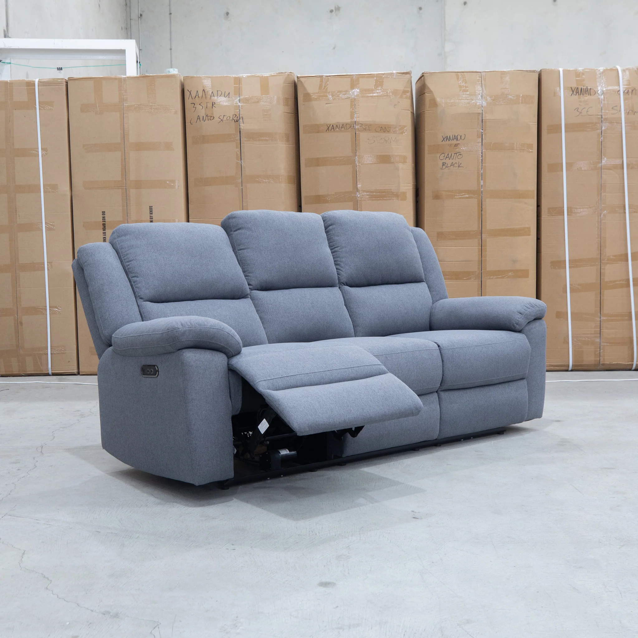 Coral Three Seat Electric Reclining Lounge - Slate - Image 6