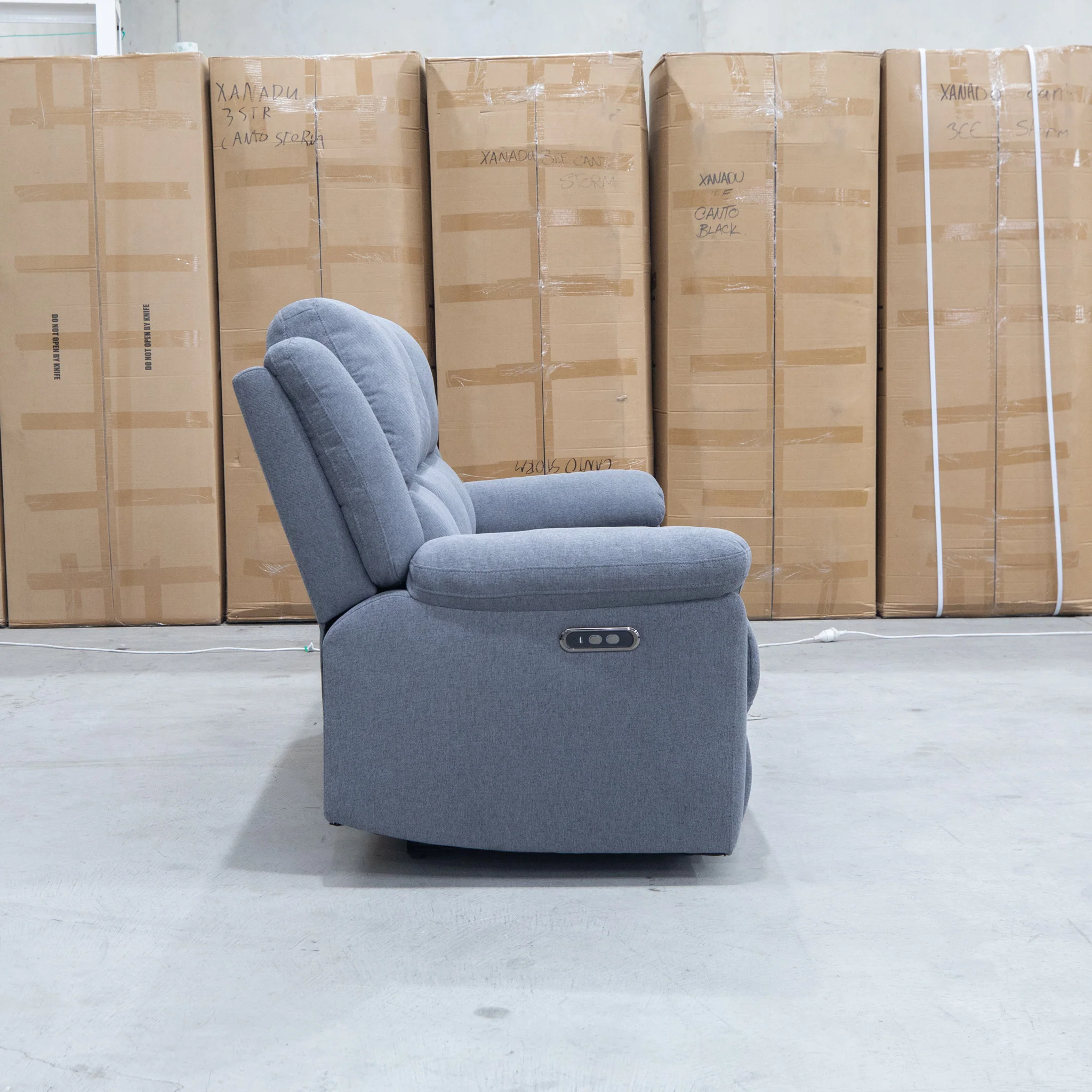 Coral Three Seat Electric Reclining Lounge - Slate - Image 8