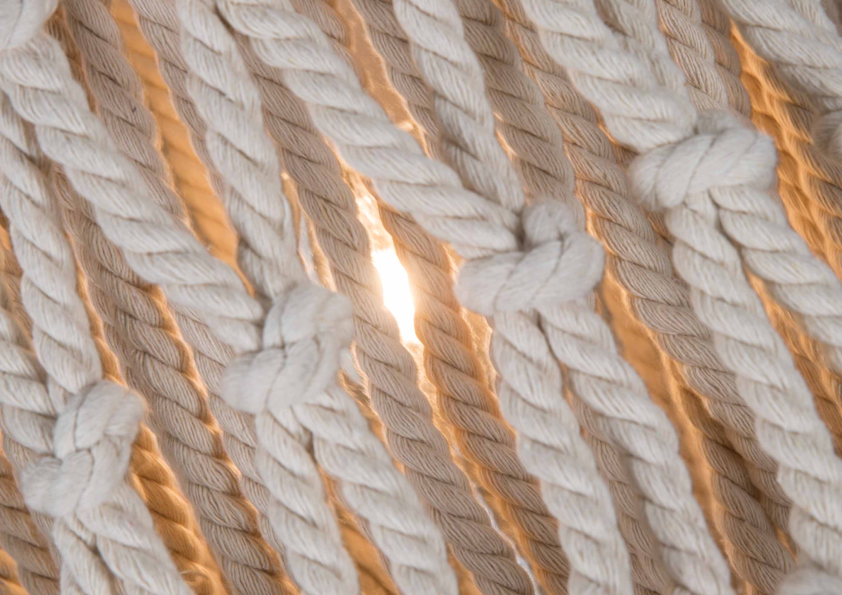 Cotton and Metal Rope Canopy Pendant Light Small  -  White/Natural Linen  - LN01 - Available In-Store Only - Image 2