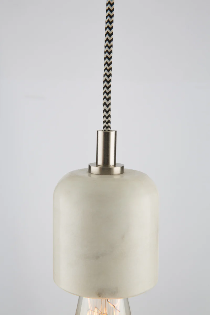 Dome Marble Pendant Hanging Light with Silver Detail - White/Silver - FH02 - Available In-Store Only