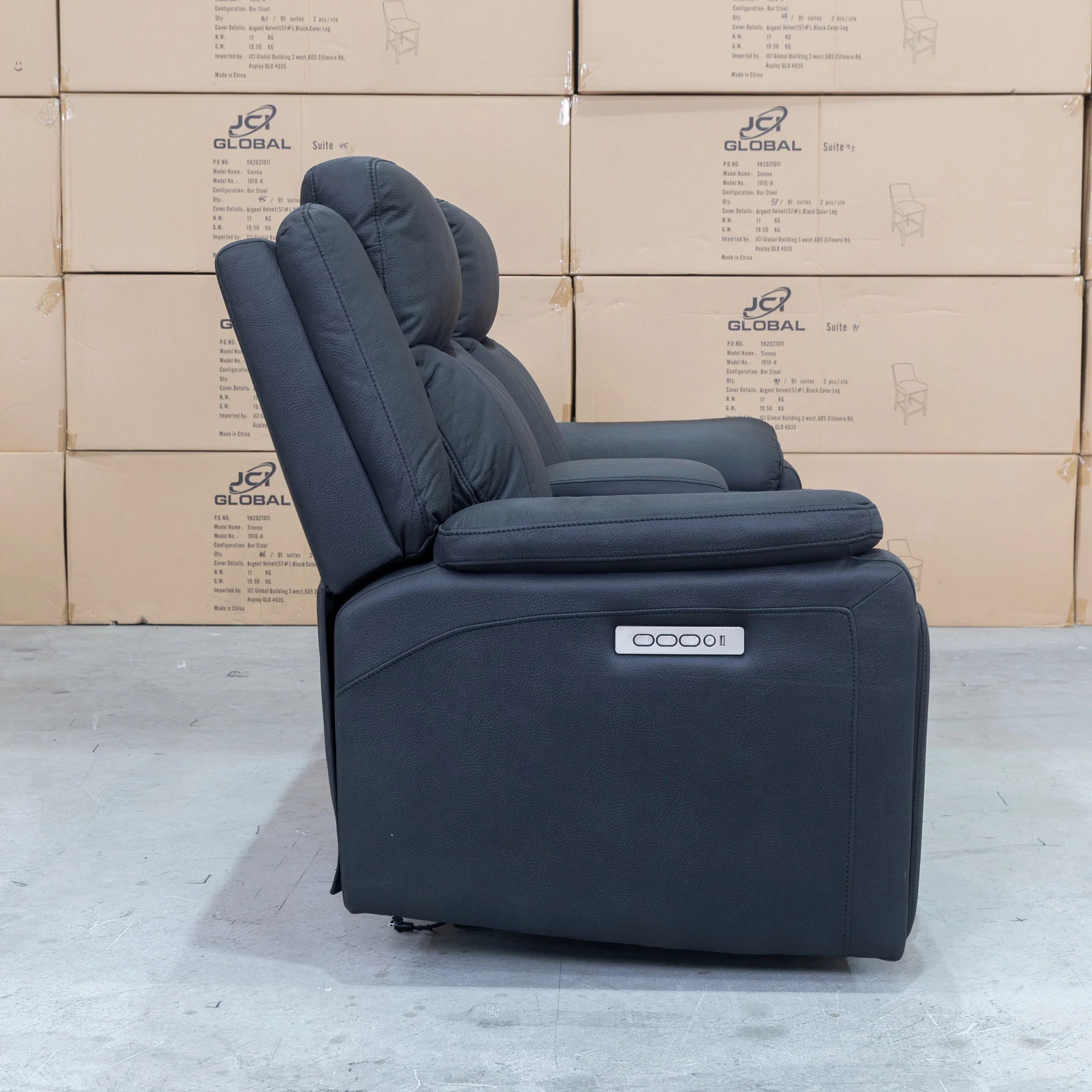 Dylan Two Seater Triple Motor Electric Recliner Lounge - Jet - Image 12