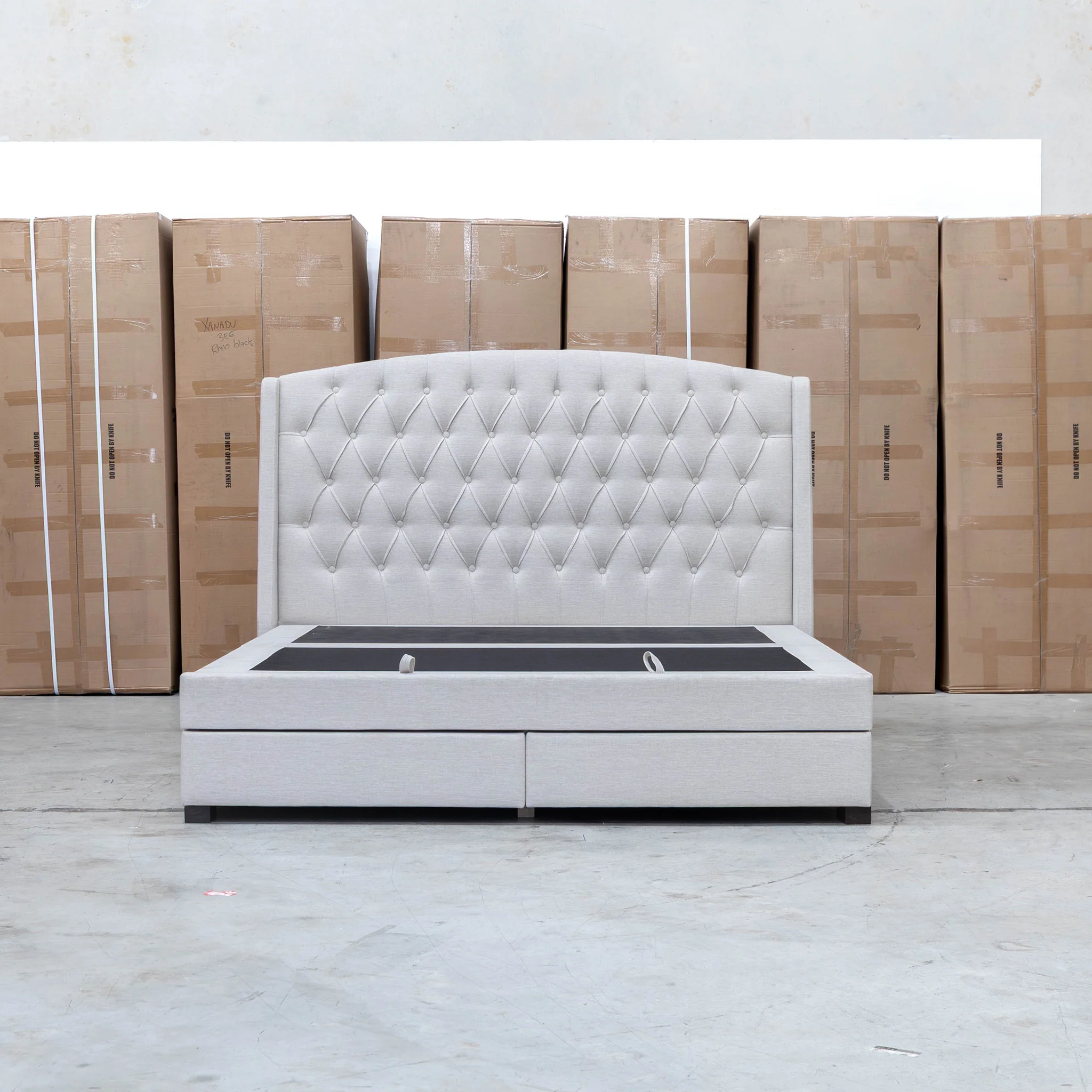 Emily King Fabric Gas Lift Storage Drawer Bed - Oat White - Image 37