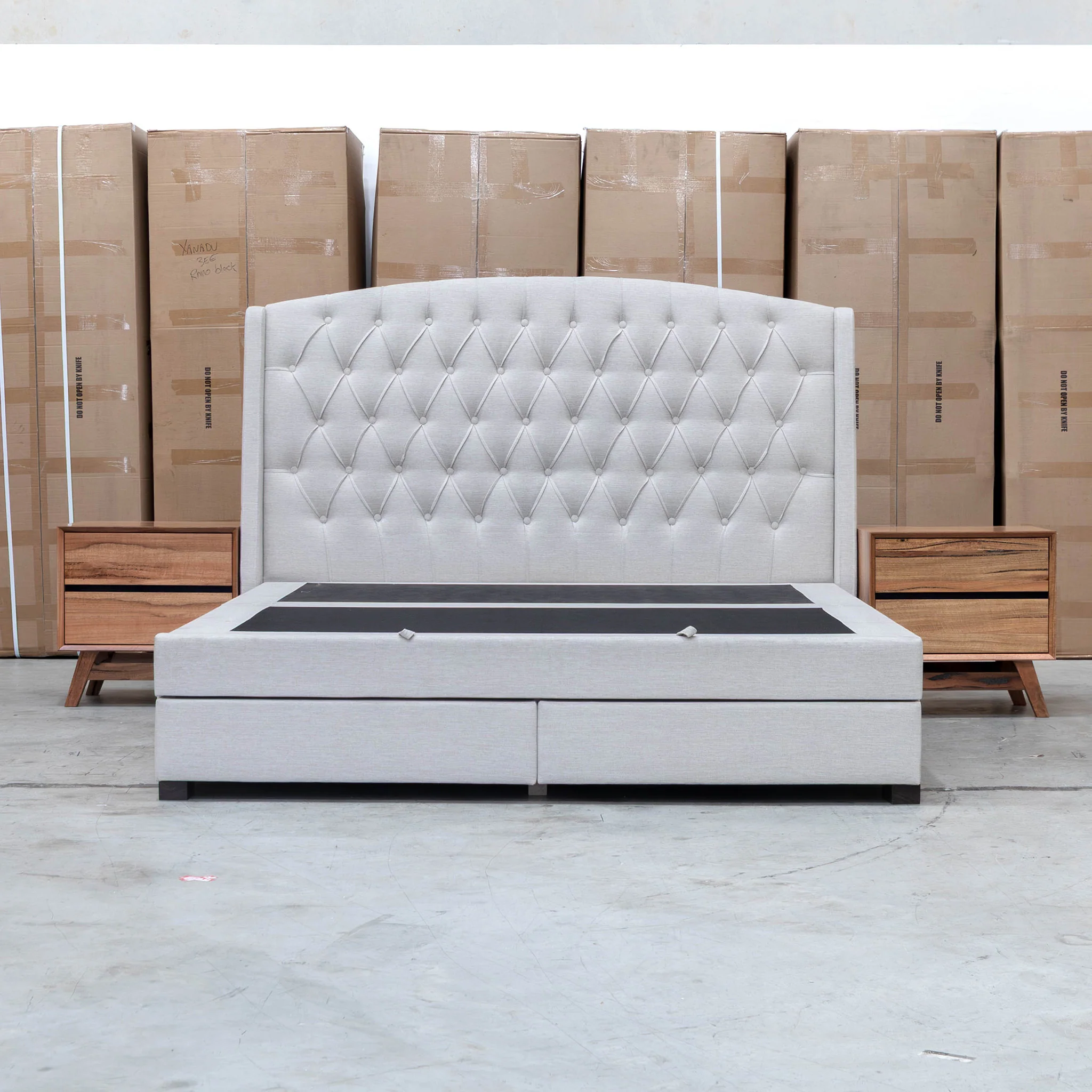 Emily King Fabric Gas Lift Storage Drawer Bed - Oat White - Image 41