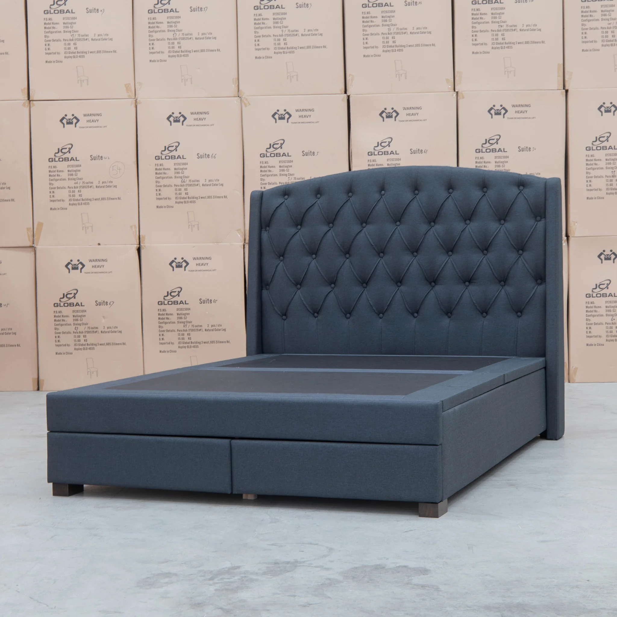 Emily Queen Fabric Gas Lift Storage Drawer Bed - Charcoal - Image 12