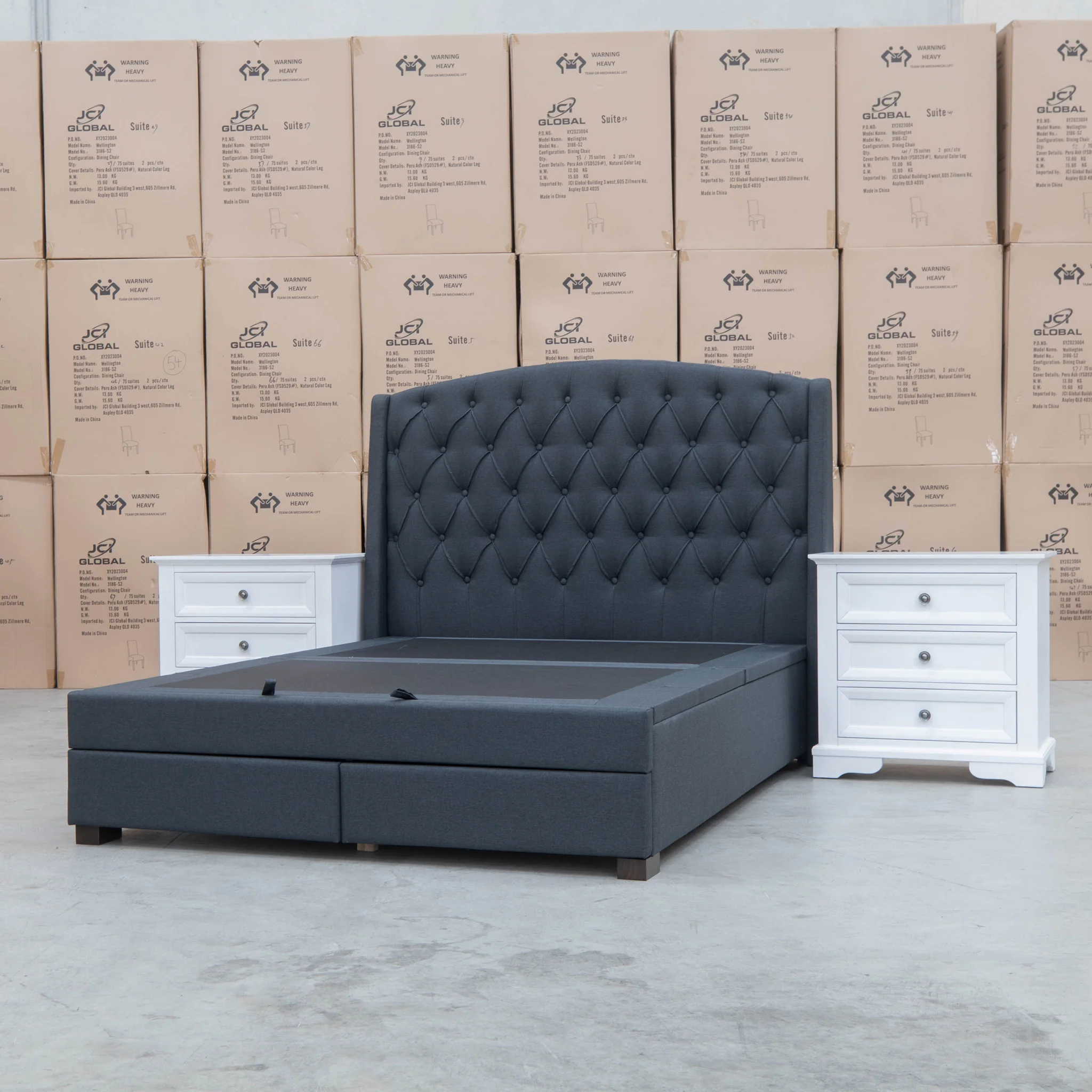 Emily Queen Fabric Gas Lift Storage Drawer Bed - Charcoal - Image 8