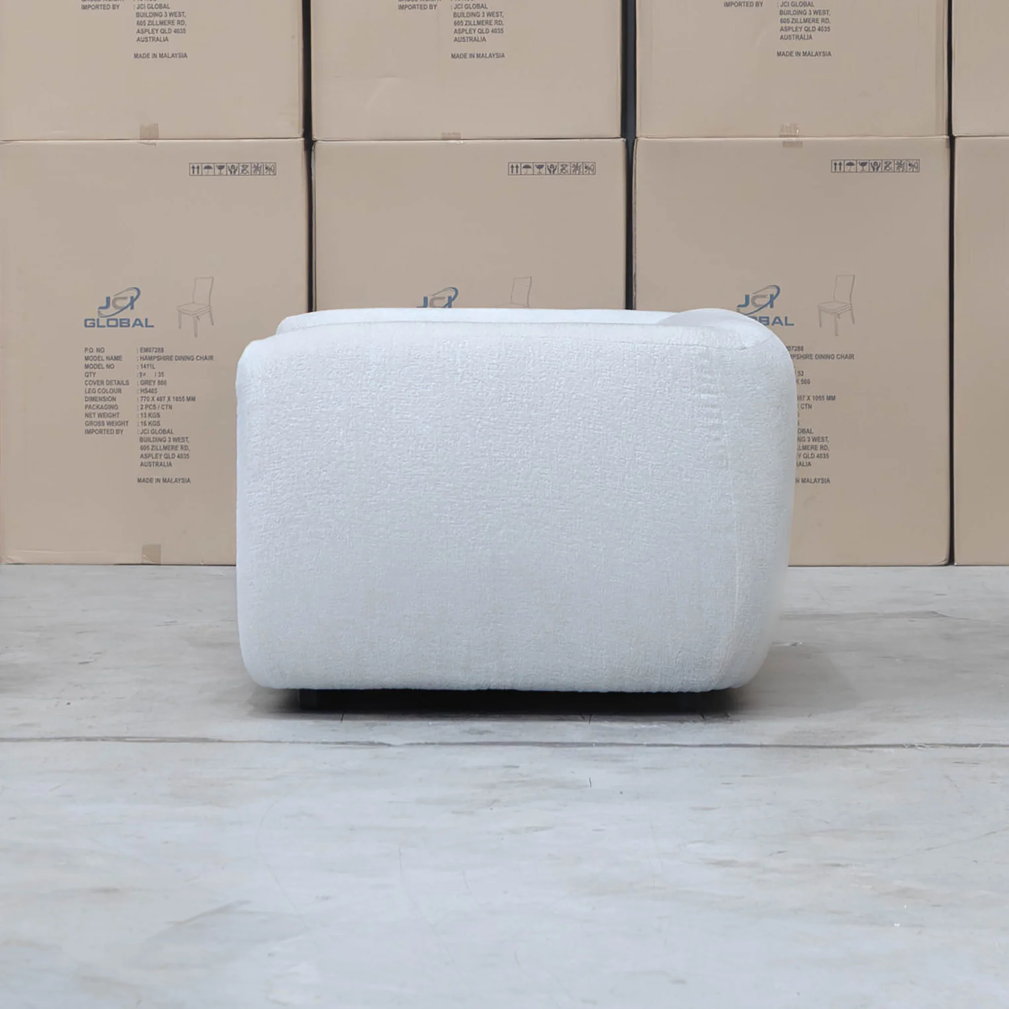 Fara Curved Fabric Armchair - Cloud - Image 3