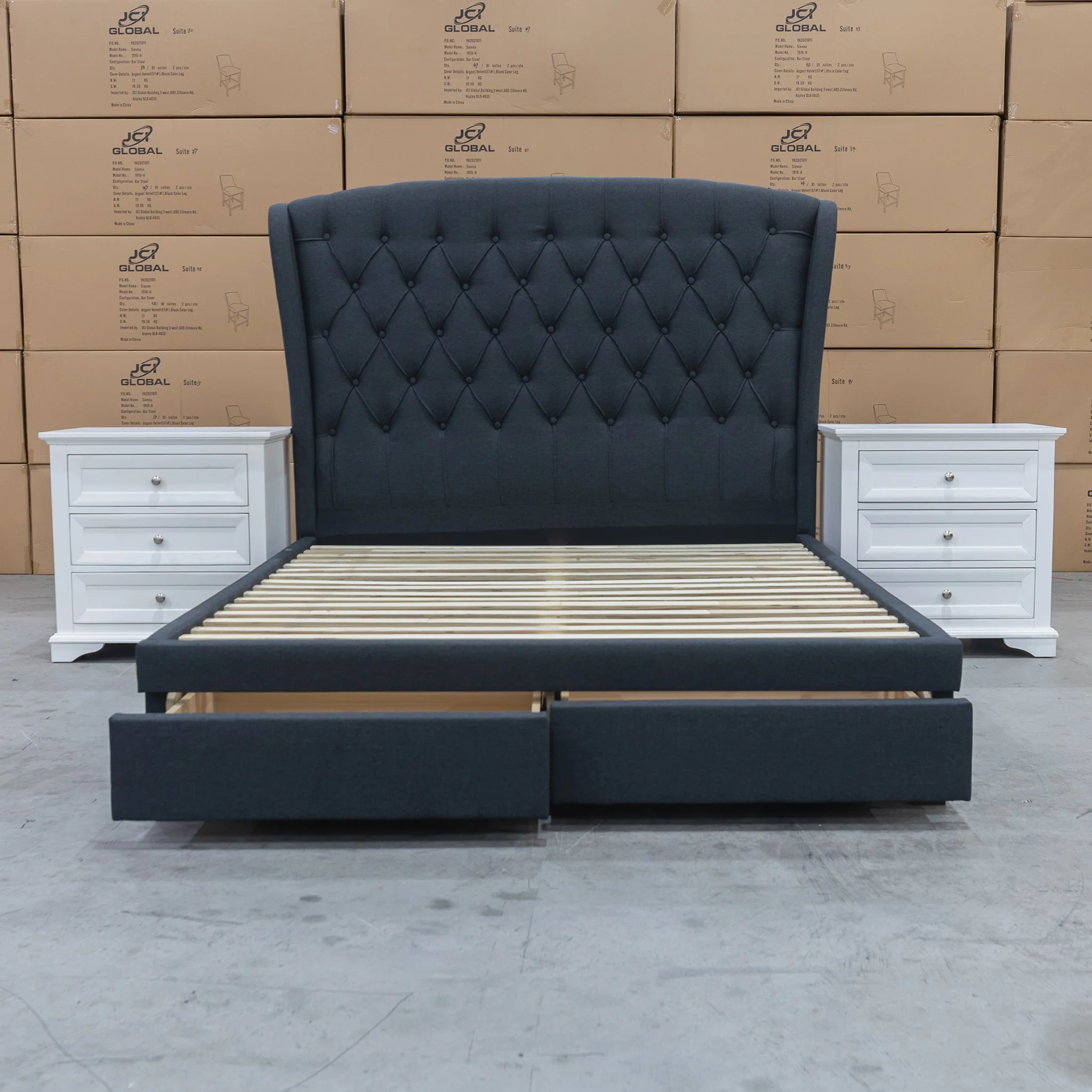 Grace King Fabric Storage Bed – Charcoal - Image 10