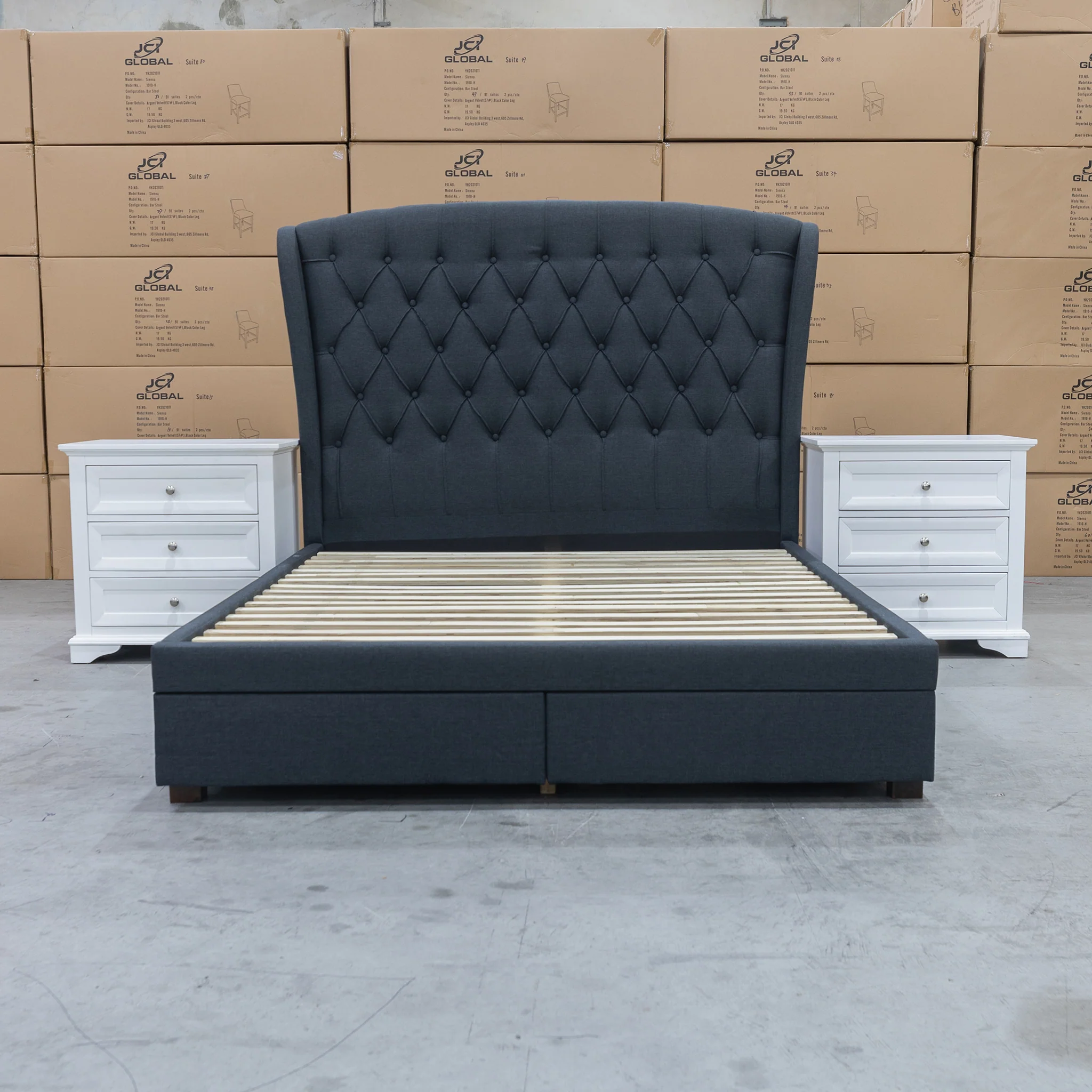 Grace King Fabric Storage Bed – Charcoal - Image 11