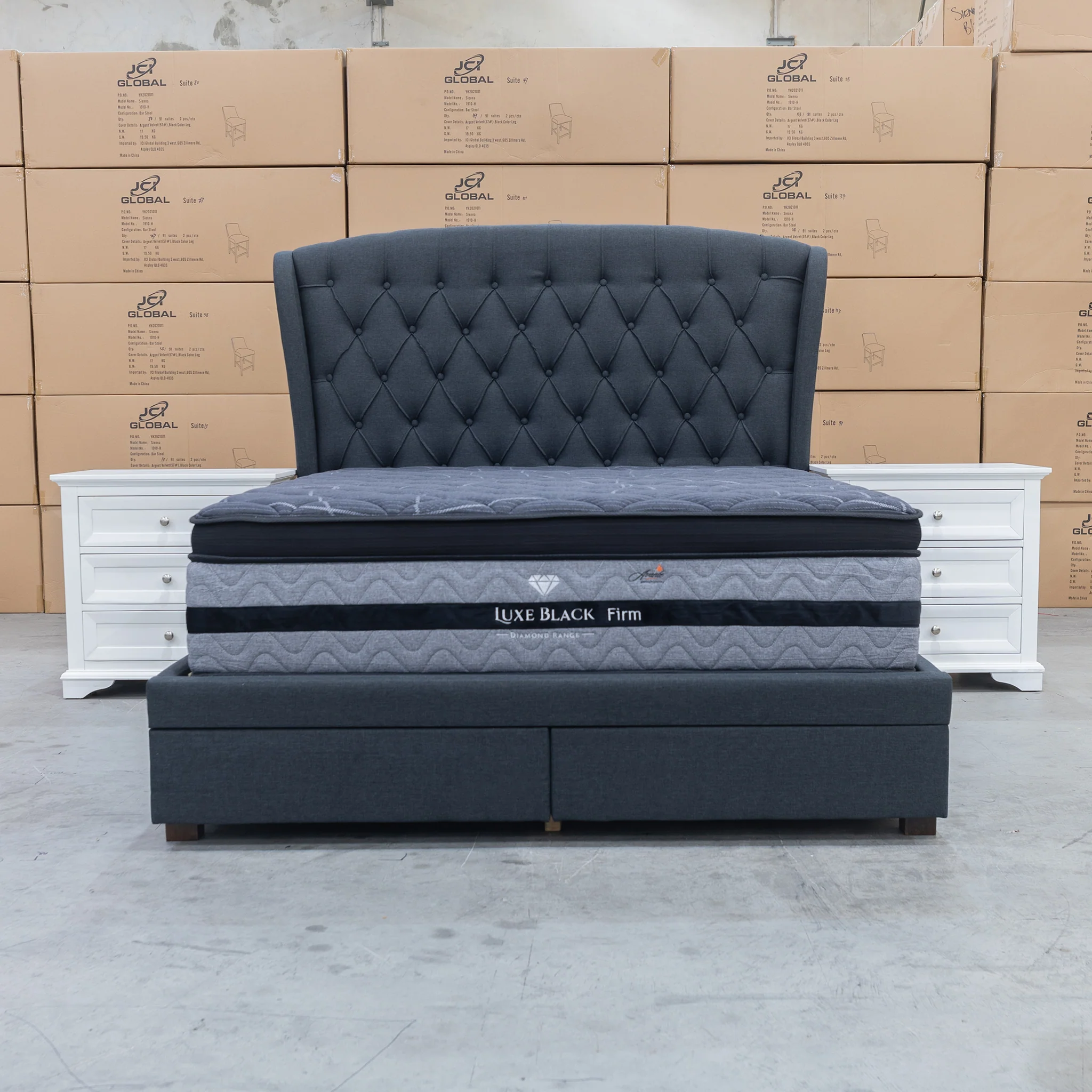 Grace King Fabric Storage Bed – Charcoal - Image 4
