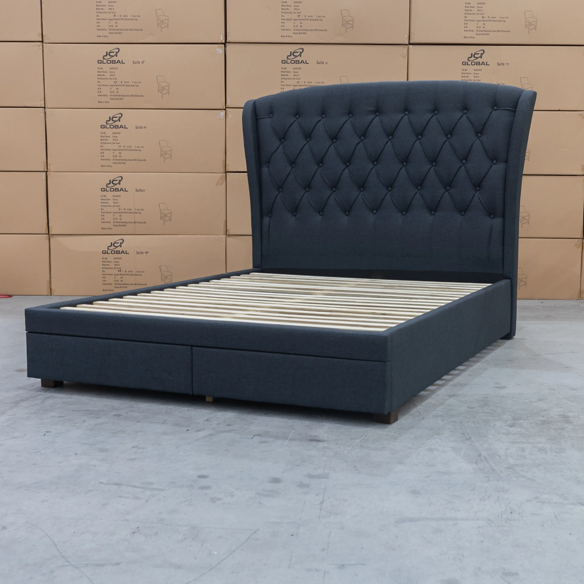 Grace King Fabric Storage Bed – Charcoal - Image 7