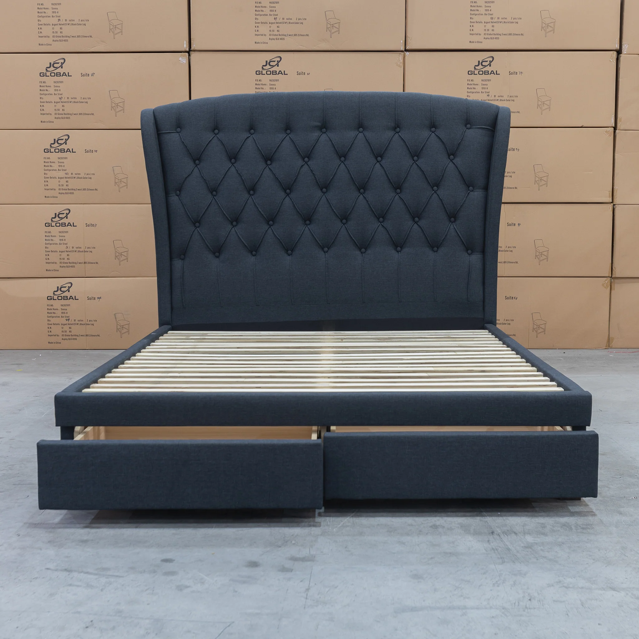 Grace King Fabric Storage Bed – Charcoal - Image 9