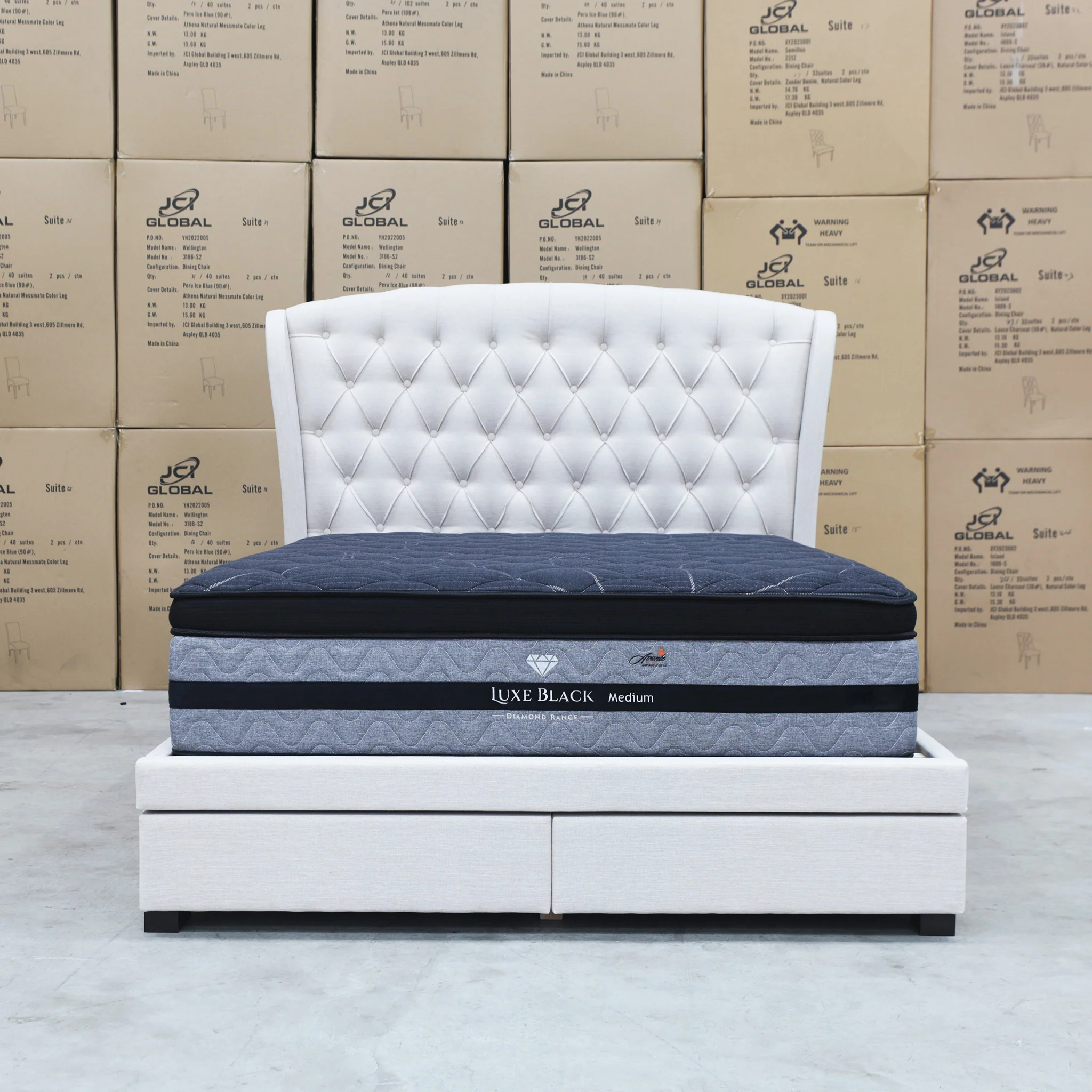 Grace King Fabric Storage Bed - Oat White - Image 5