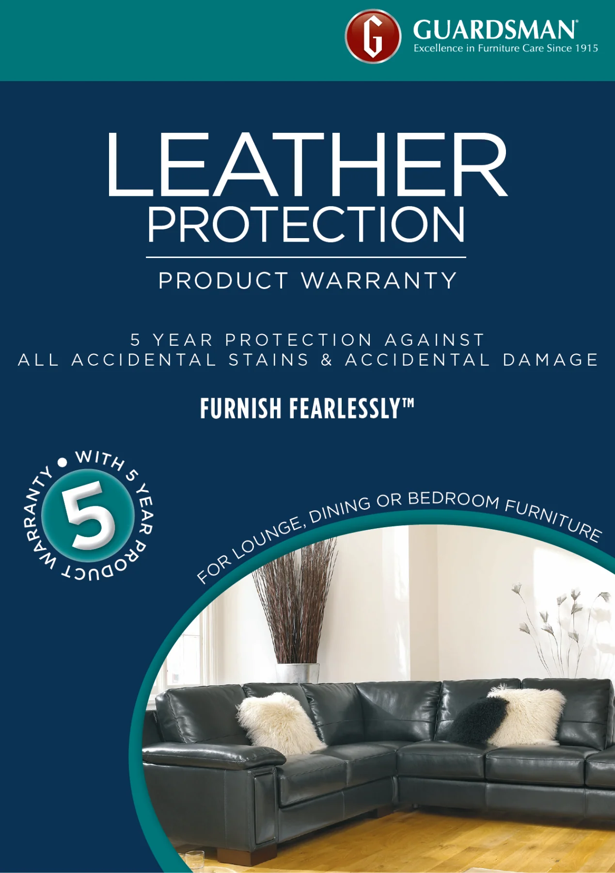 Guardsman 5 Year Leather Lounge Warranty Kit - 5 to 8 Seats - Image 3