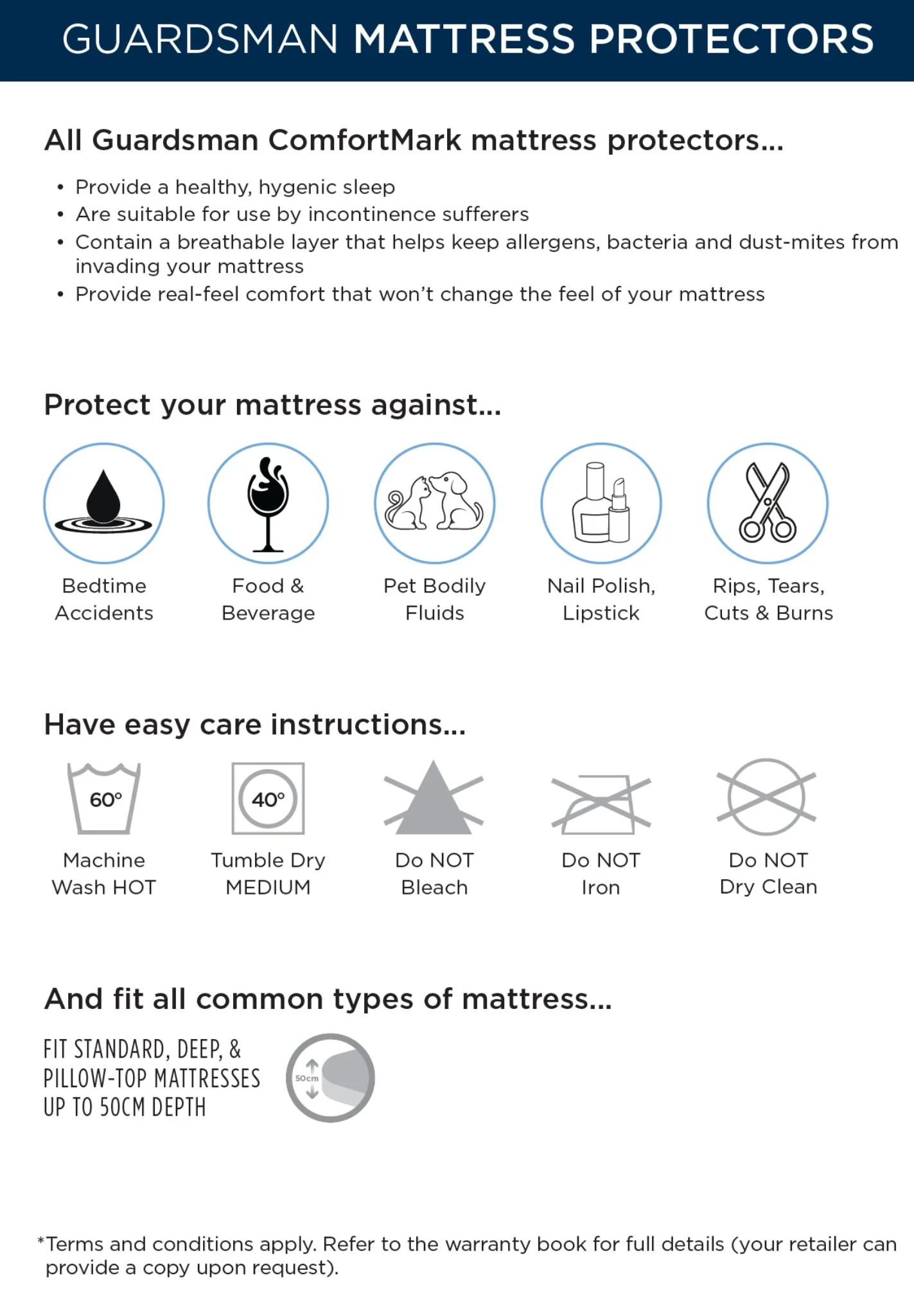 Guardsman ComfortMark Tencel Mattress Protector - 10 Year Warranty - Double - Image 5
