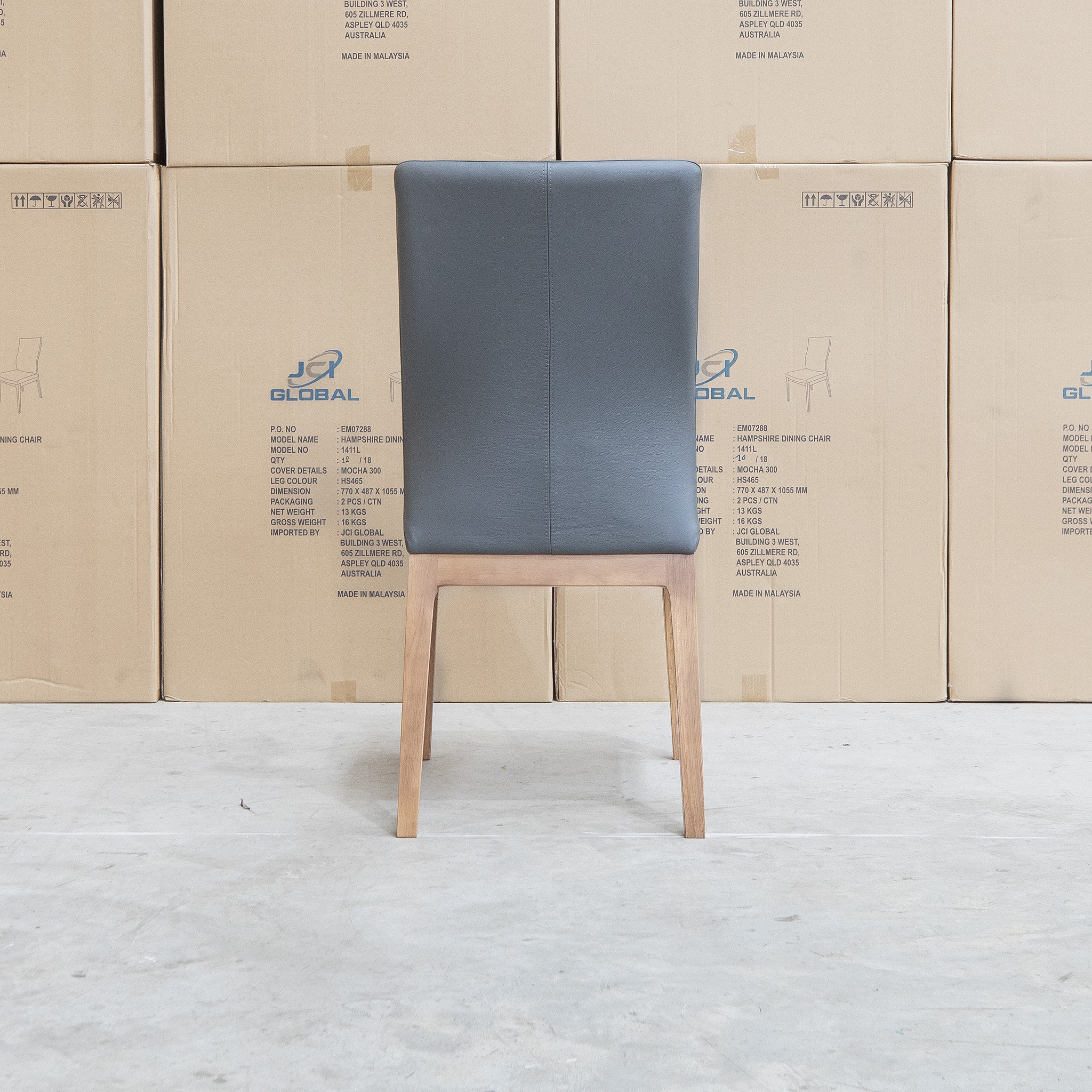 Hampshire Leather Dining Chair - Charcoal - Image 4