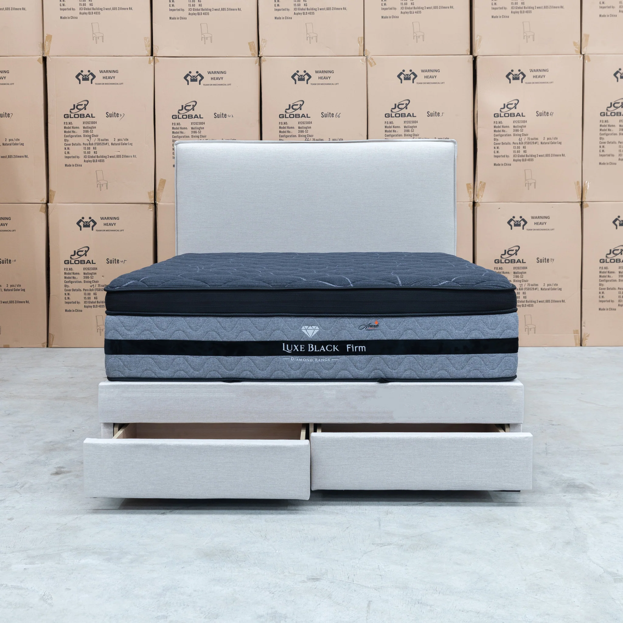 Hayman Gas Lift & Drawer Storage King Bed - Oat White - Image 14