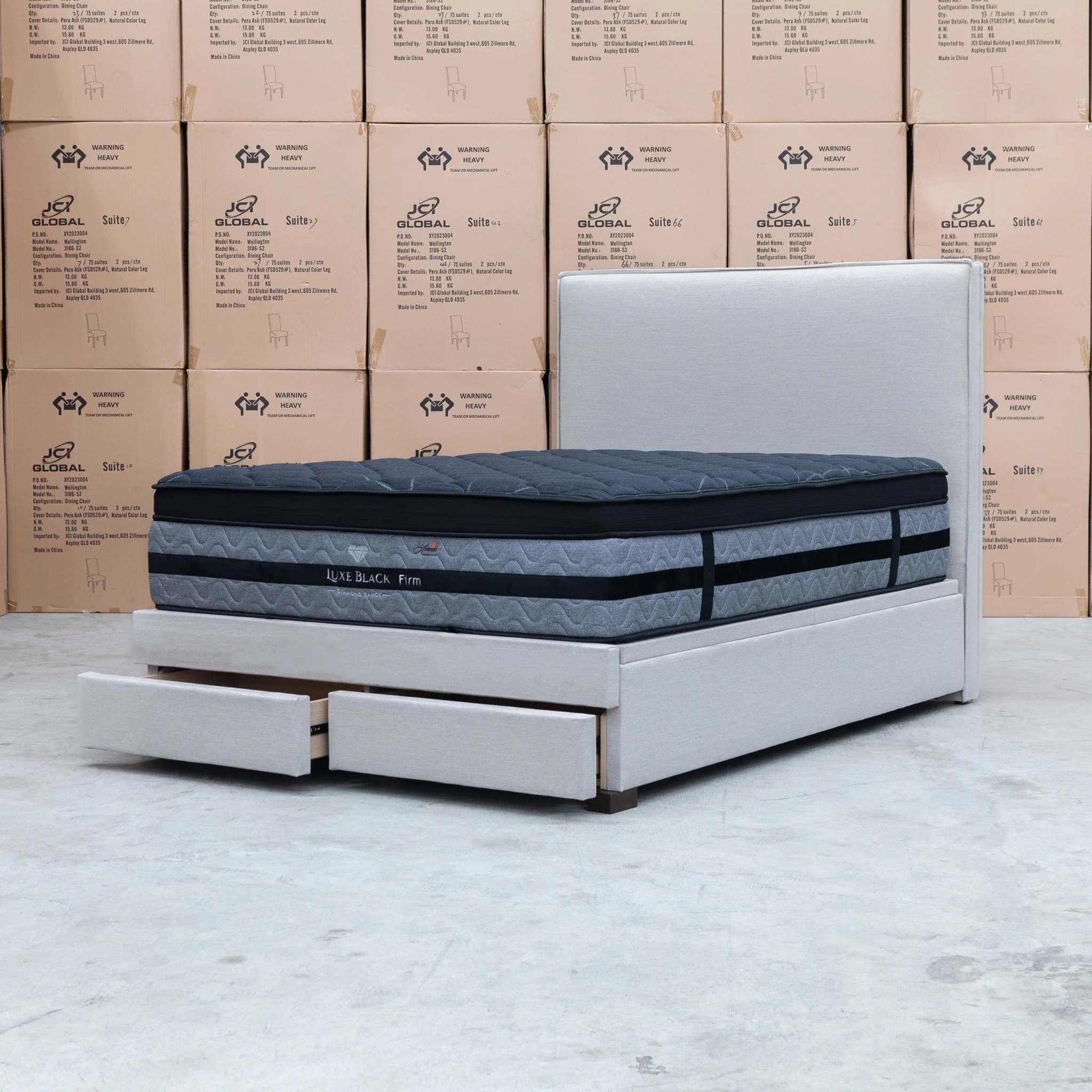 Hayman Gas Lift & Drawer Storage King Bed - Oat White - Image 16