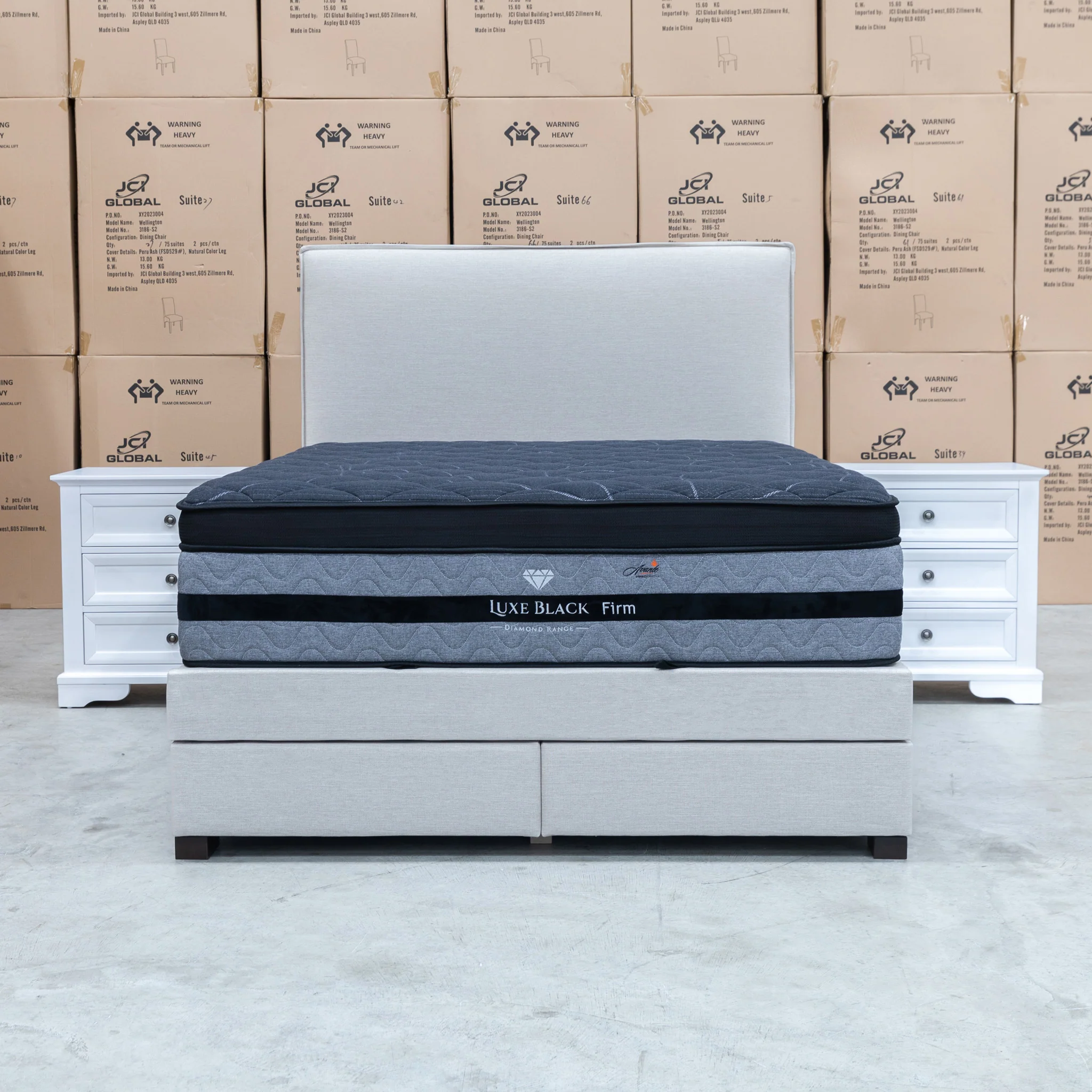 Hayman Gas Lift & Drawer Storage King Bed - Oat White - Image 4