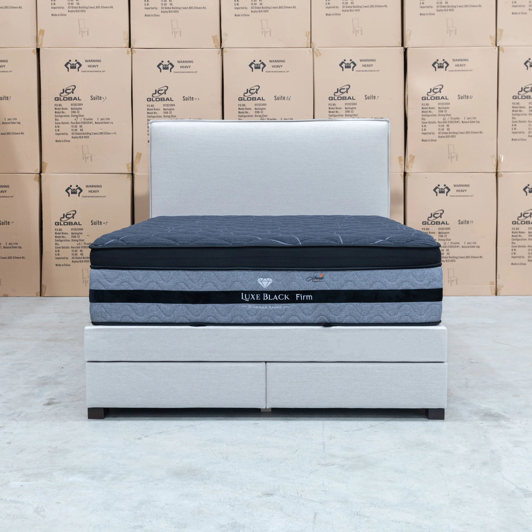 Hayman Gas Lift & Drawer Storage Queen Bed - Oat White - Image 14
