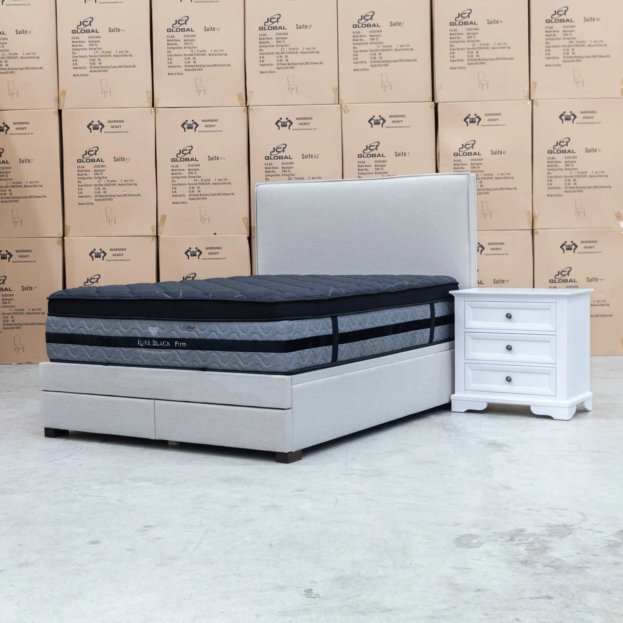 Hayman Gas Lift & Drawer Storage Queen Bed - Oat White - Image 16