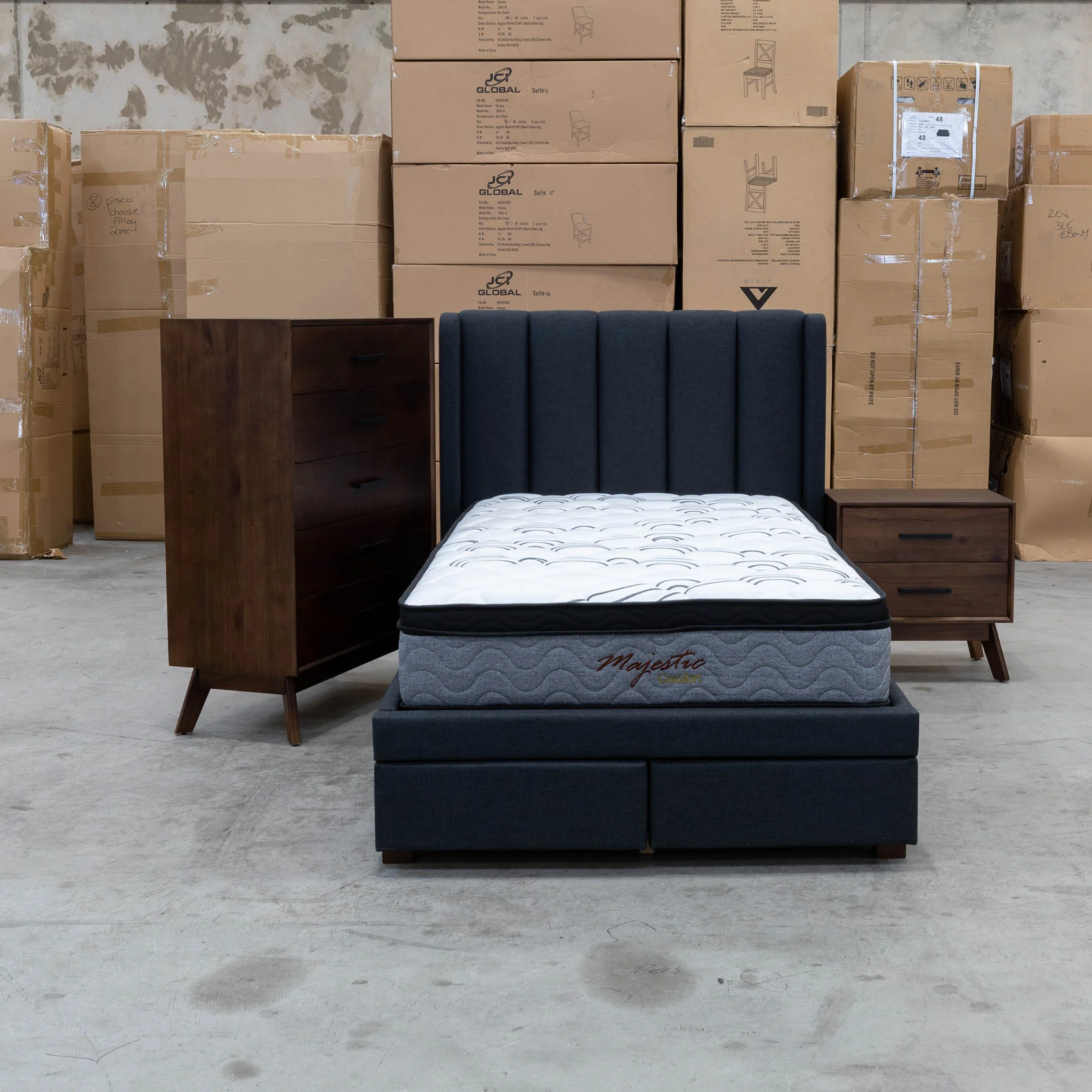 Hudson King Single Fabric Storage Bed - Charcoal - Available After 13th March - Image 7
