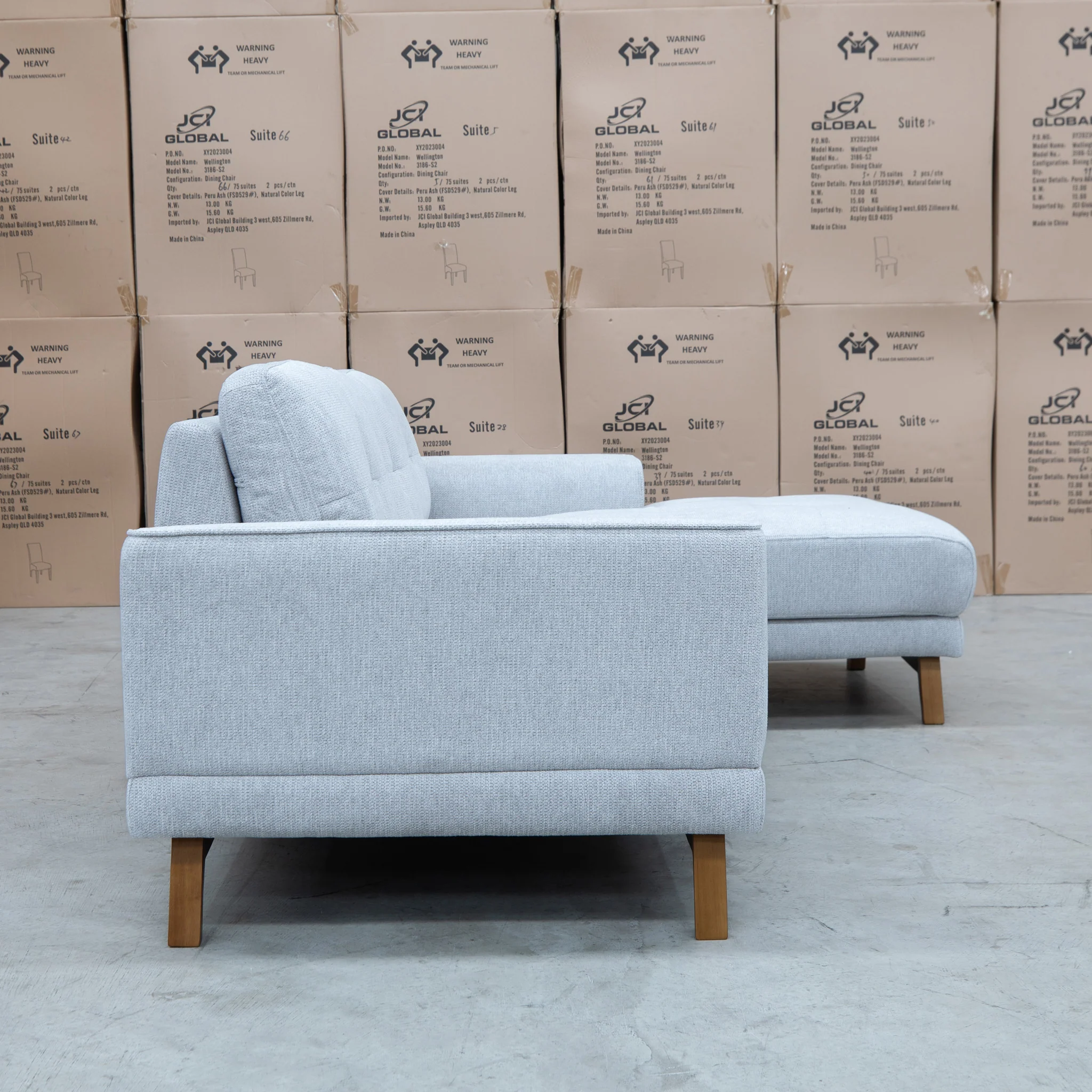 Khloe Three Seat Chaise Lounge RHF - Whisper - Image 3