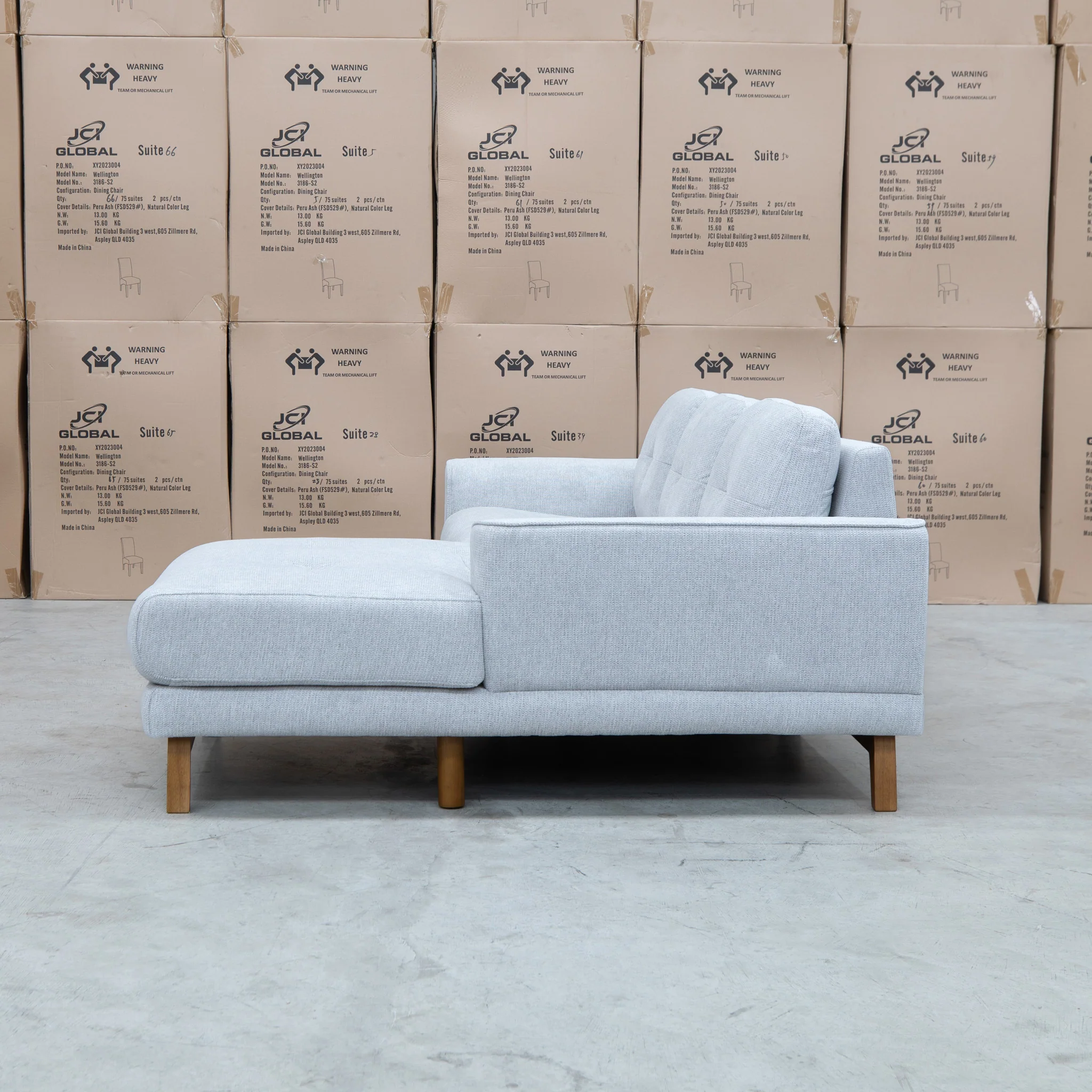 Khloe Three Seat Chaise Lounge RHF - Whisper - Image 5