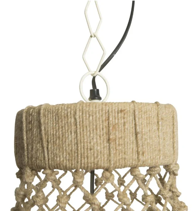 Large Three Tier Jute and Iron Chandelier - Natural - MS26 - Available In-Store Only - Image 3