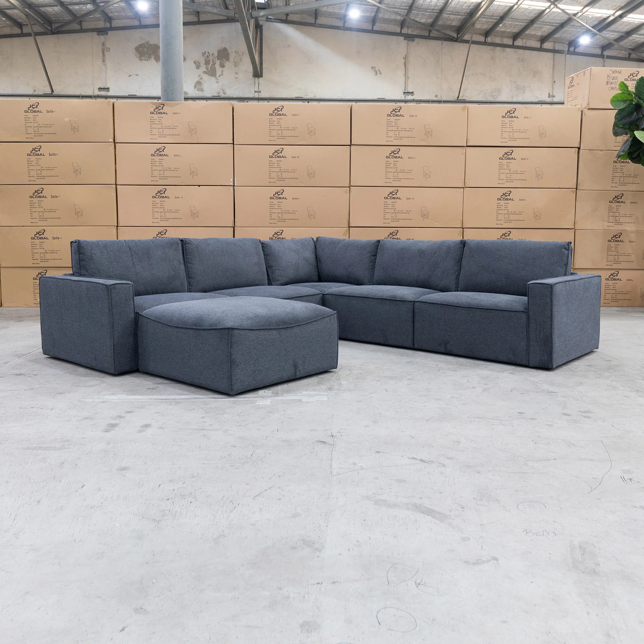 Layne Modular Corner Lounge with Ottoman - Charcoal - Image 4