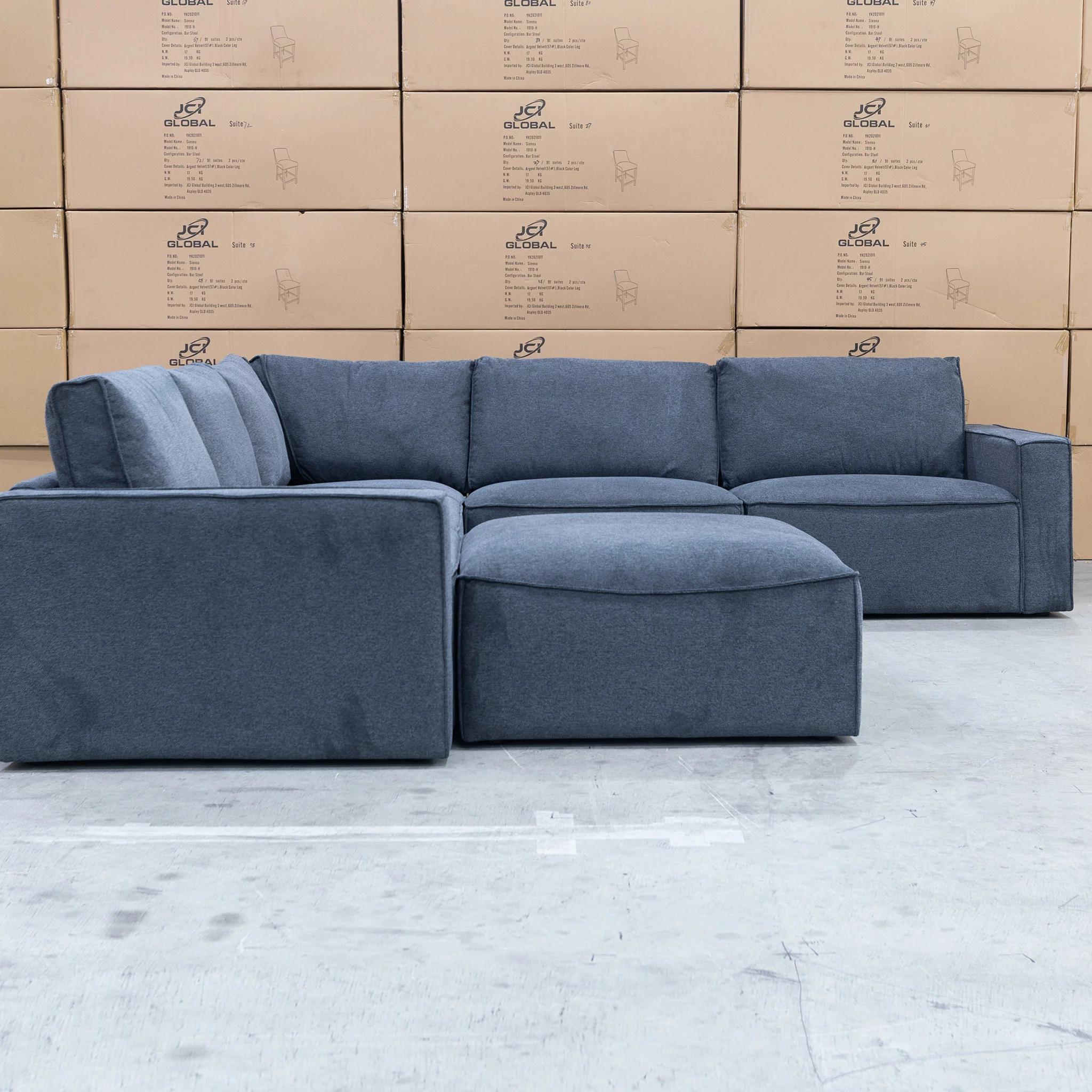 Layne Modular Corner Lounge with Ottoman - Charcoal - Image 6