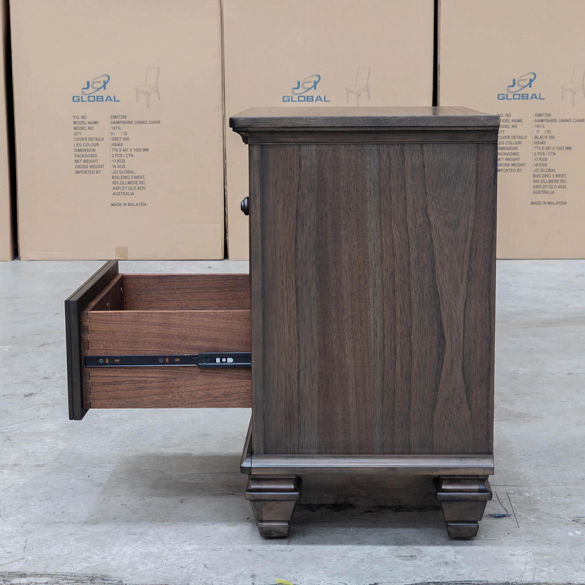 Library Two Drawer Bedside - Grey Oak - Image 6