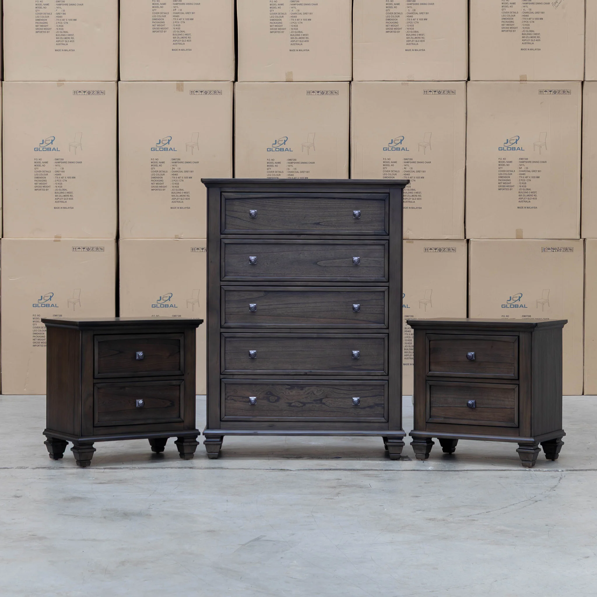 Library Two Drawer Bedside - Grey Oak - Image 9