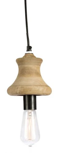 Mango Wood Pendant Antique Light with Raw Aluminium Canopy - Natural - DB17 - Available In-Store Only
