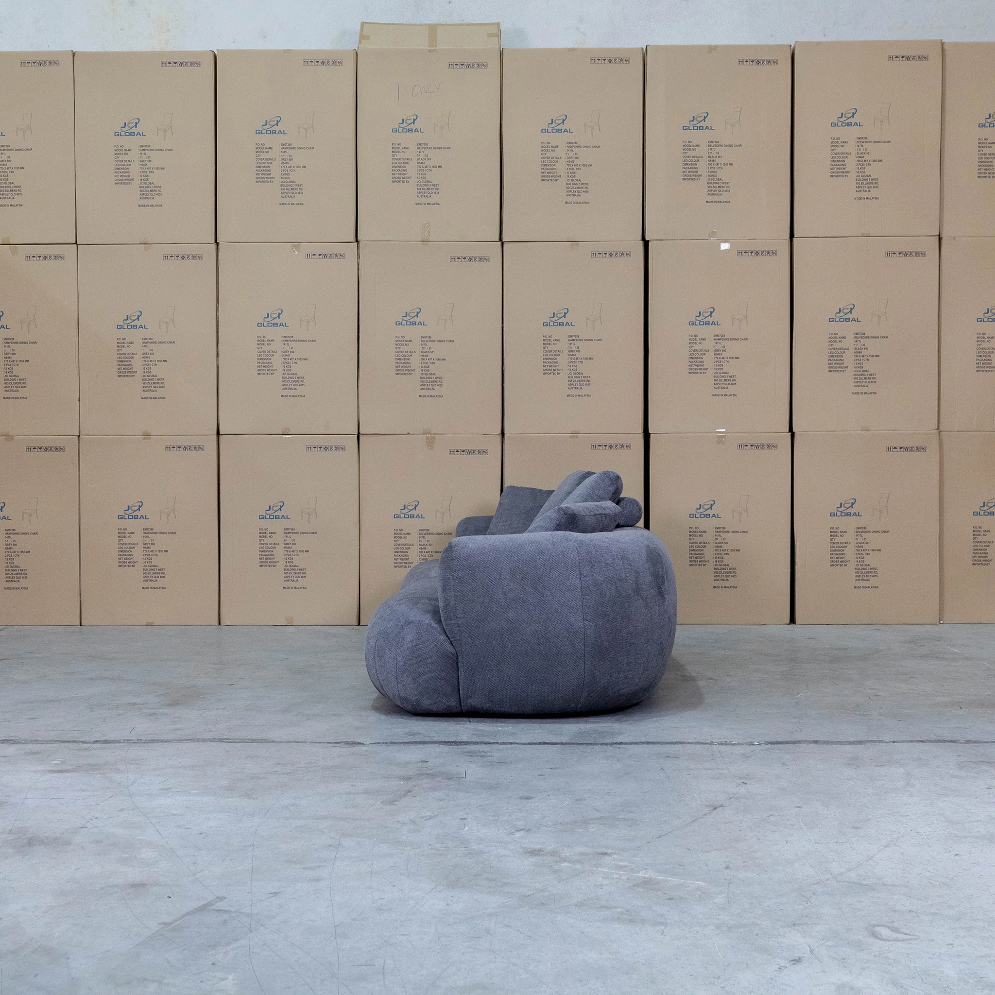 Maven Curved Fabric Four Seat Sofa - Charcoal - Image 3