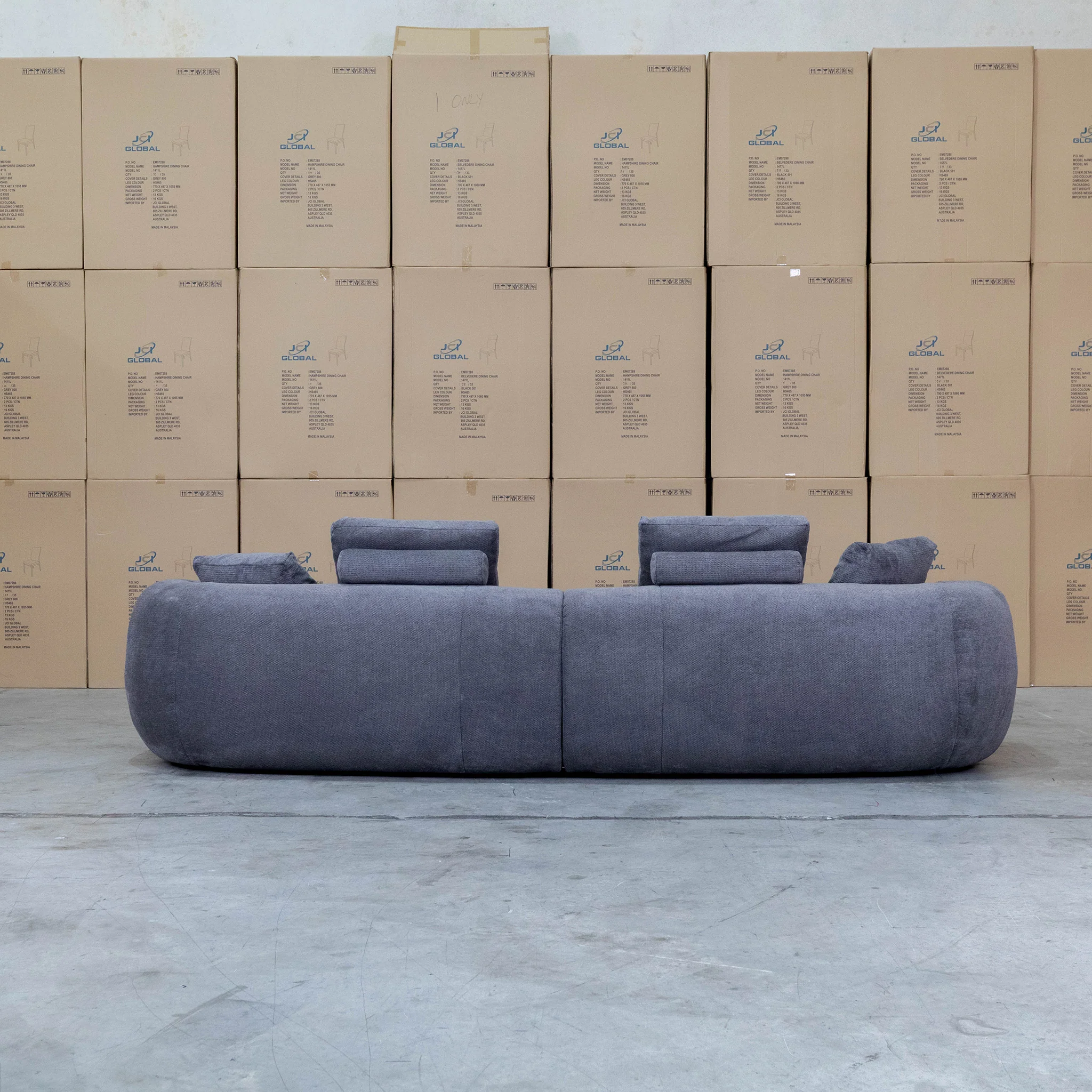 Maven Curved Fabric Four Seat Sofa - Charcoal - Image 4