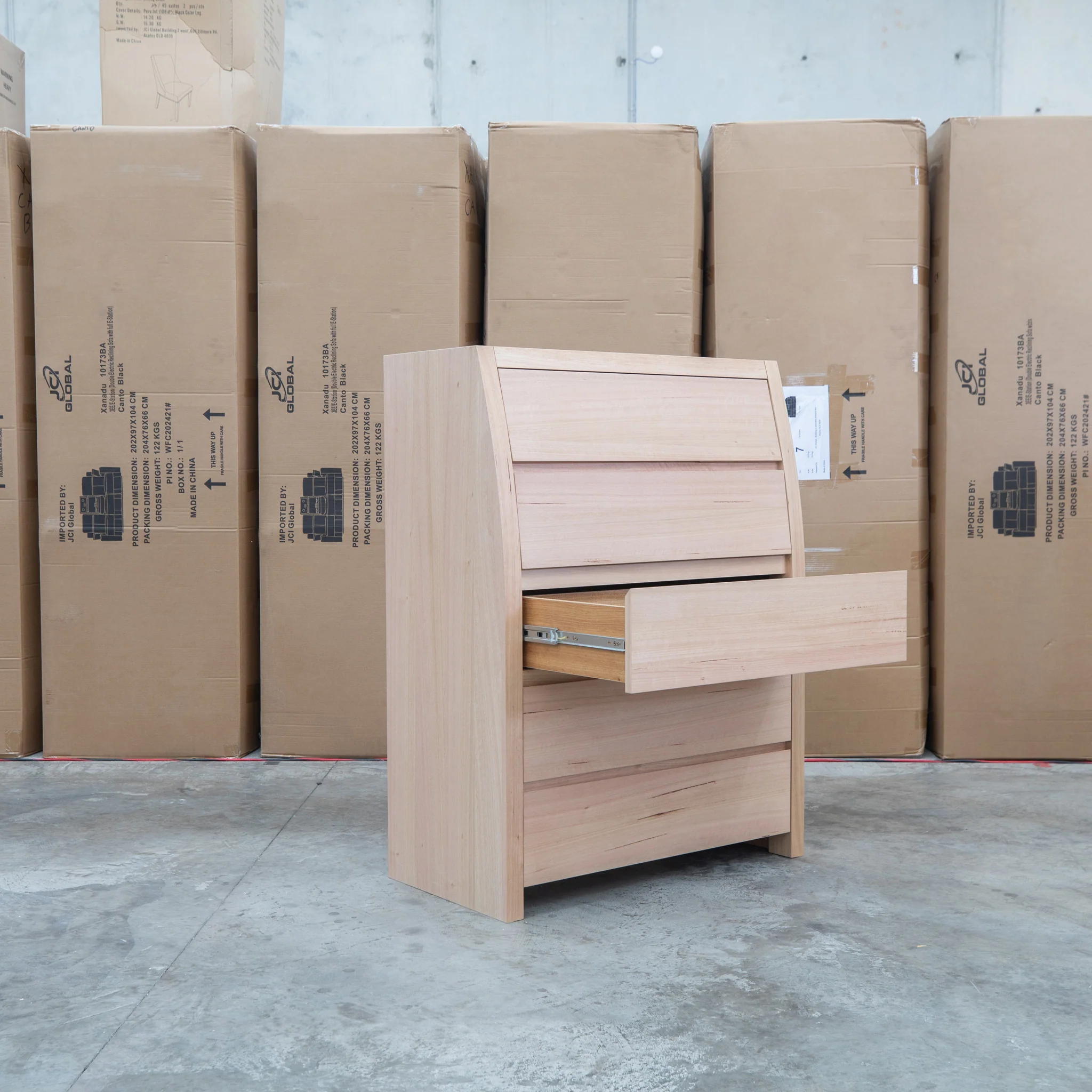Melba Curved Australian Messmate Five Drawer Tallboy - Image 6