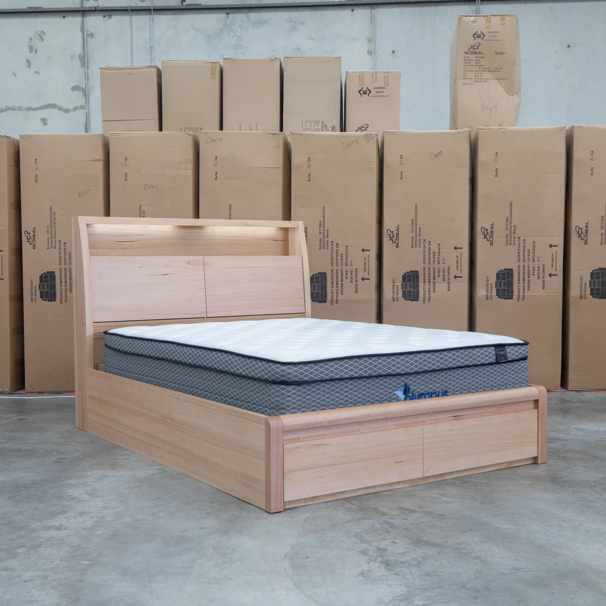Melba Messmate King Gaslift Bed with Reading Lights