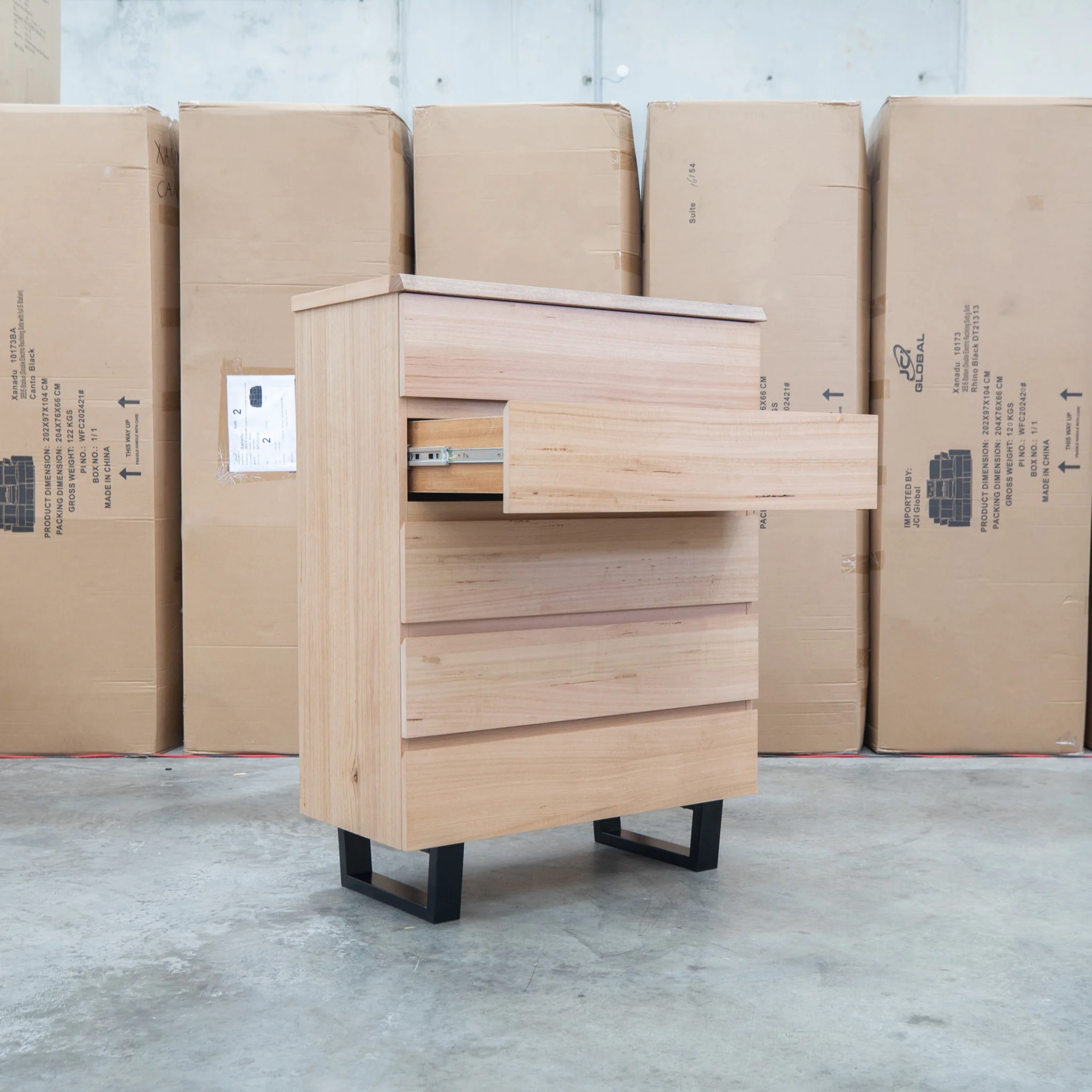 Monaco Live Edge Messmate Hardwood 5 Drawer Tallboy - Image 6