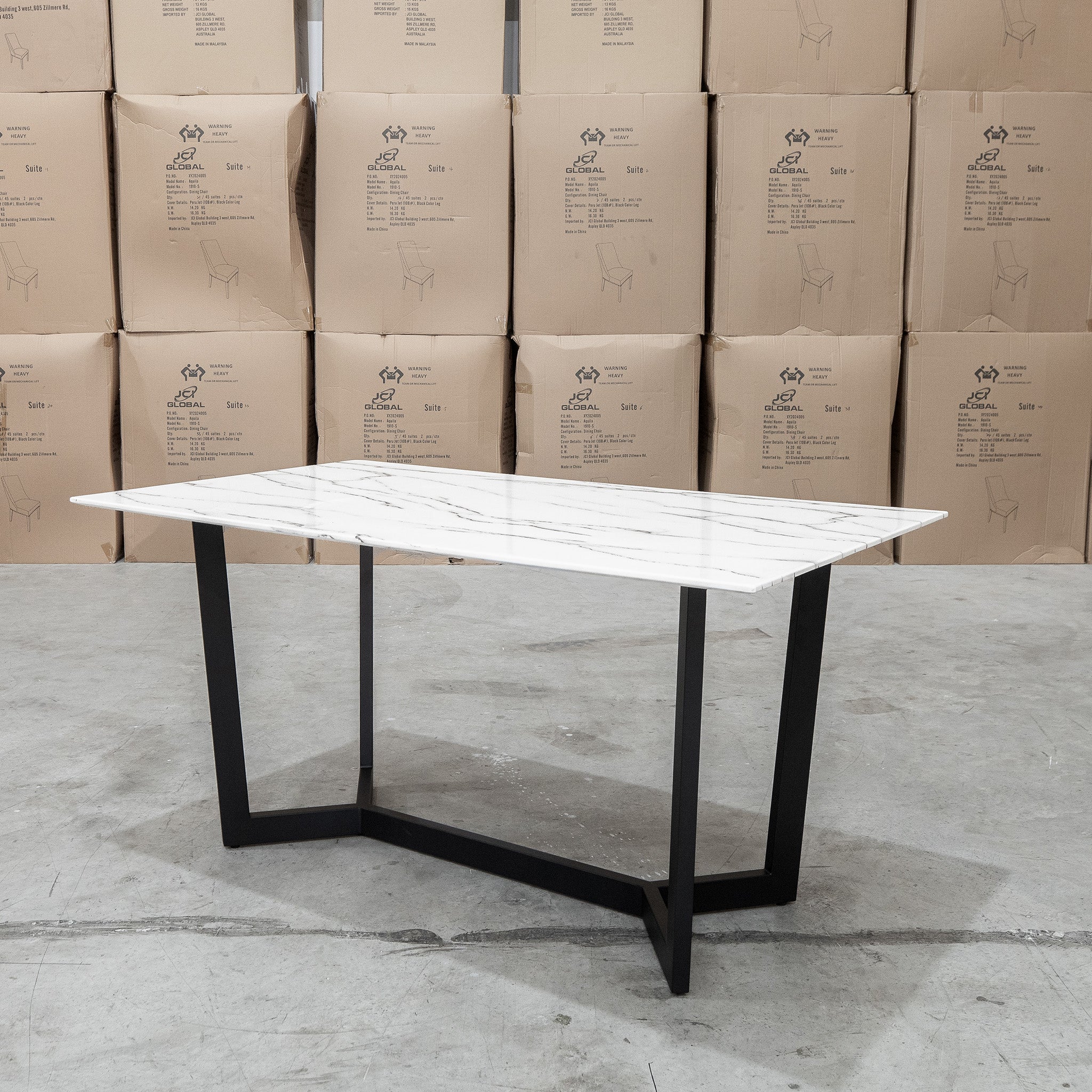 New York 150cm Carrara Marble Dining Table - Image 5