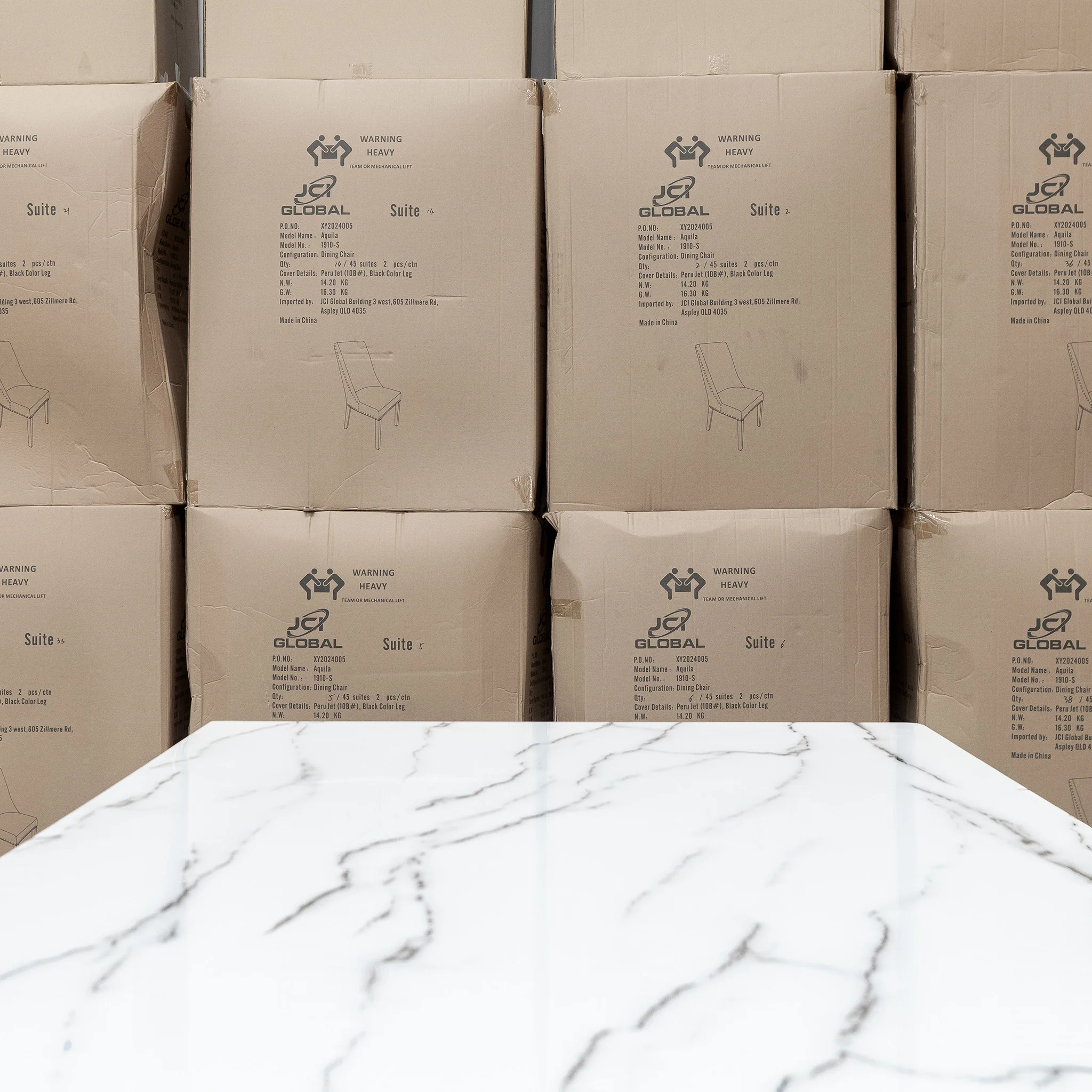 New York 150cm Carrara Marble Dining Table - Image 7